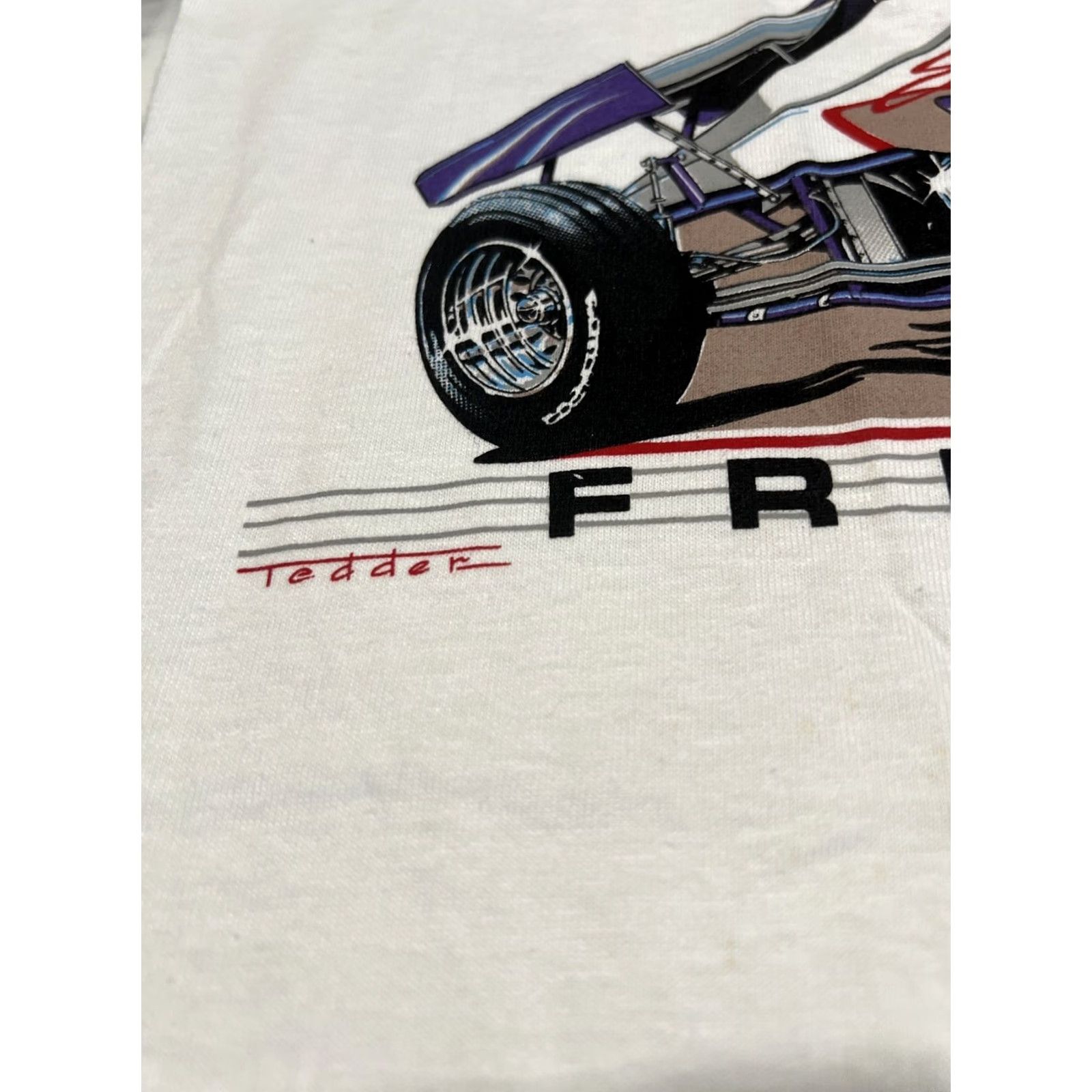 Hanes VINTAGE 80s Baylands Racing Park Fremont T Shirt Men’s Small Short Sleeve White Cotton Blend Hanes Men Rockabilly Single Stitch Dbl Size US S / EU 44-46 / 1 - 7 Thumbnail