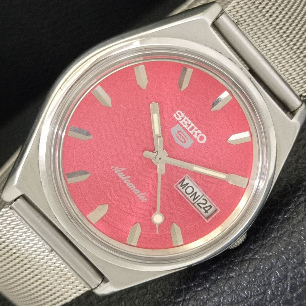 SEIKO 5 AUTOMATIC VINTAGE 6309A JAPAN MENS RED WATCH a701204