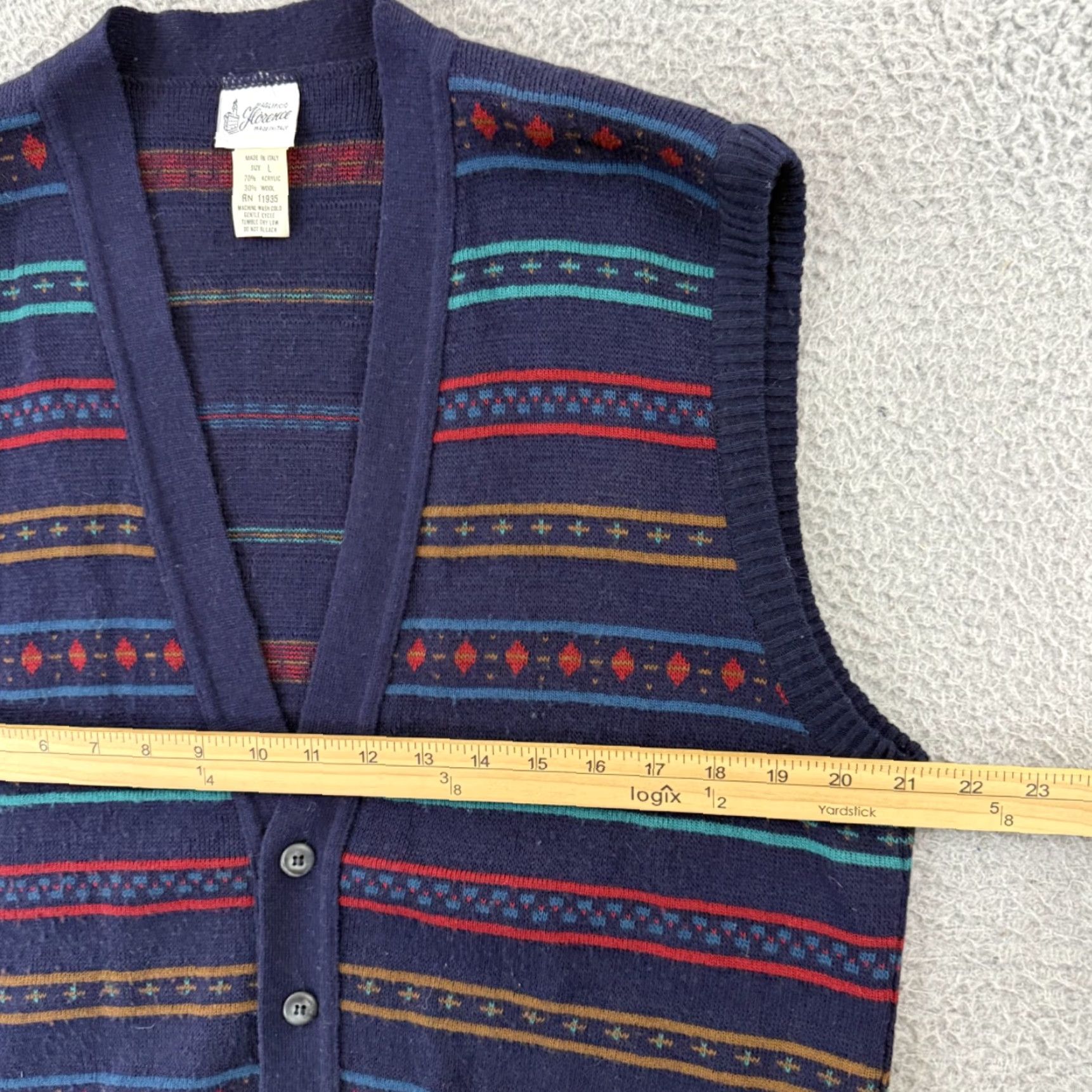 Vintage VINTAGE Florence Vest Shirt Mens L Blue Wool Fair Isle 90s Italy Size US L / EU 52-54 / 3 - 6 Thumbnail