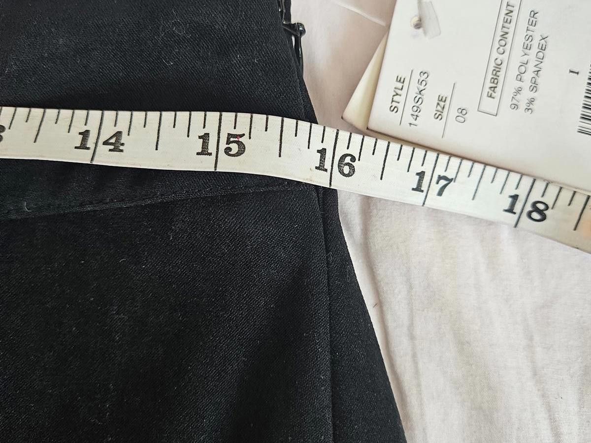 Designer Nwt Doncaster Elegant Black Suede Like Skirt with Zip Detail Size 30" / US 8 / IT 44 - 6 Thumbnail