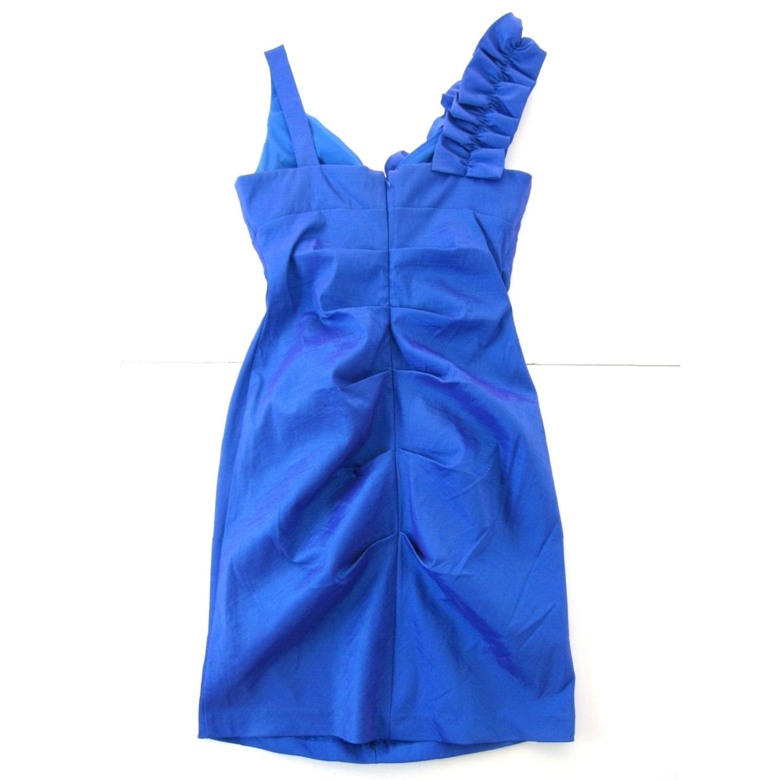 Vintage VINTAGE S.L. Fashions Blue Satin Stretch Floral Bodycon Tank Party Prom Dress 12 Size XL / US 12-14 / IT 48-50 - 2 Thumbnail