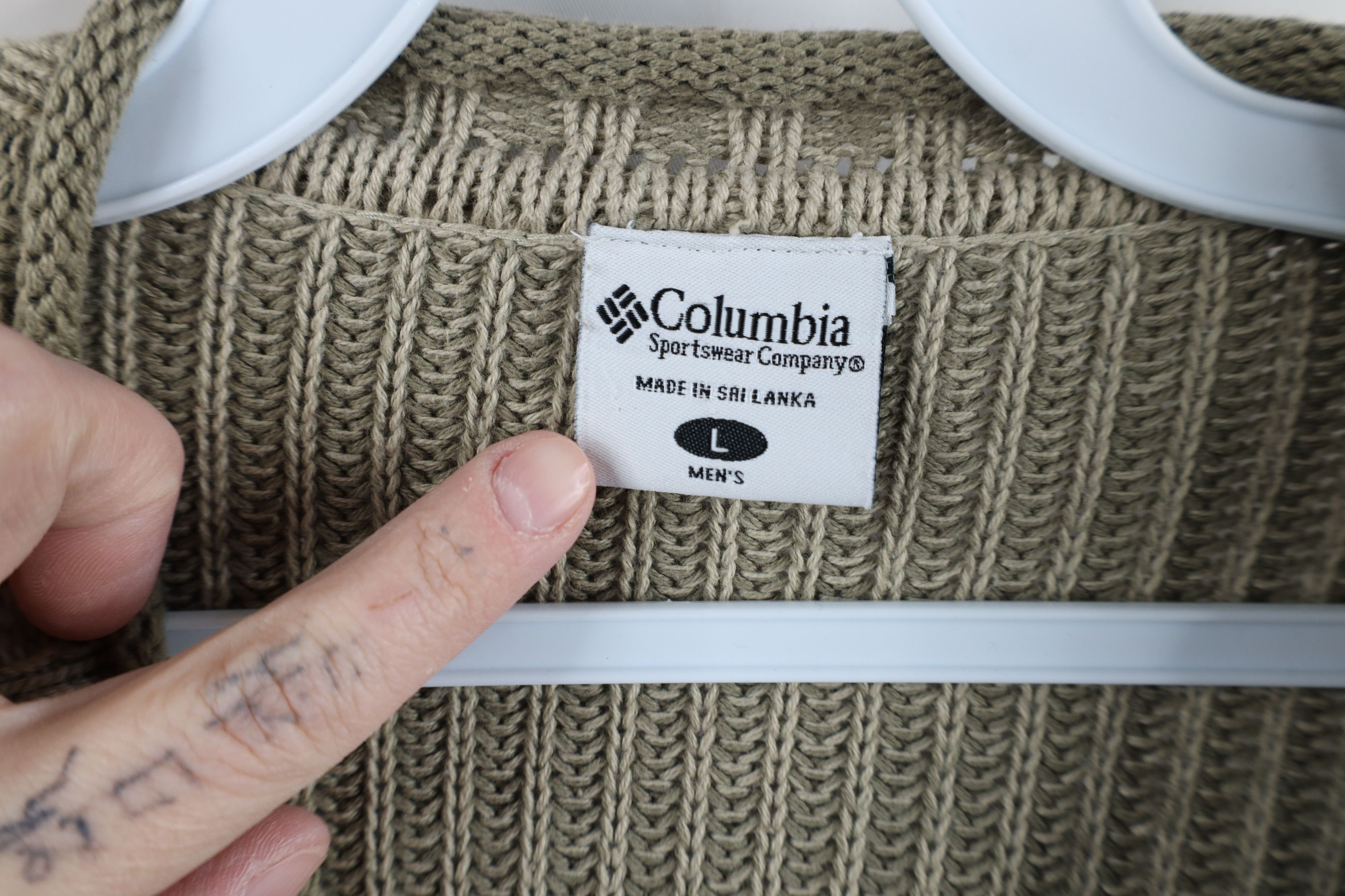 Columbia × Vintage Vintage 90s Columbia Fit Marled Ribbed Knit Sweater Beige Size US L / EU 52-54 / 3 - 7 Thumbnail
