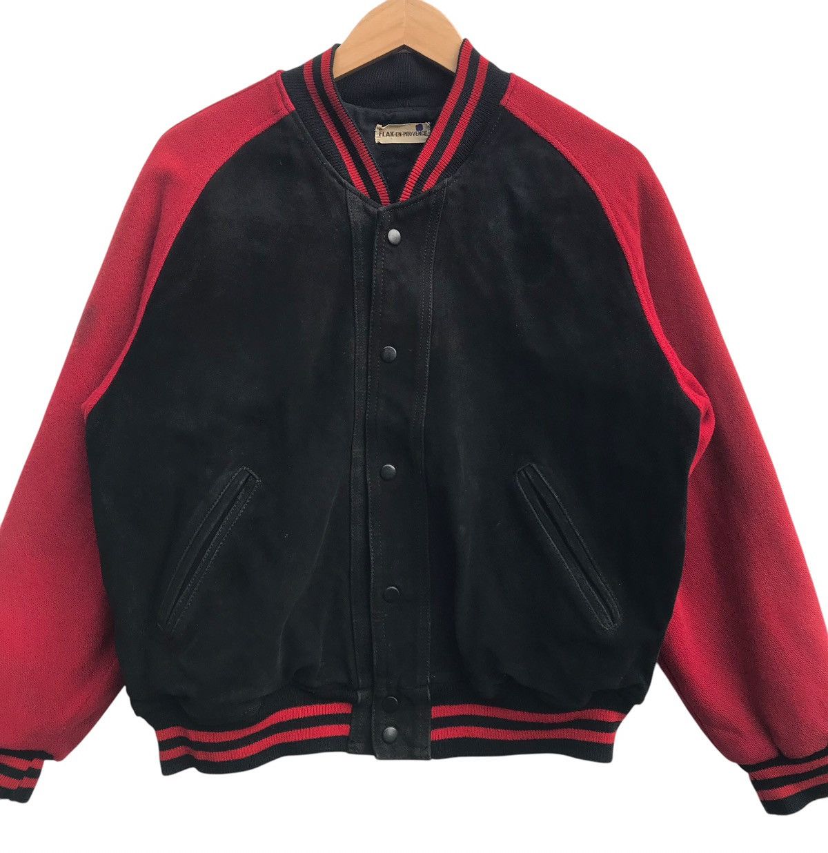 Leather Vintage Flax-En-Provence Suede Leather Varsity Jacket Size US M / EU 48-50 / 2 - 2 Thumbnail