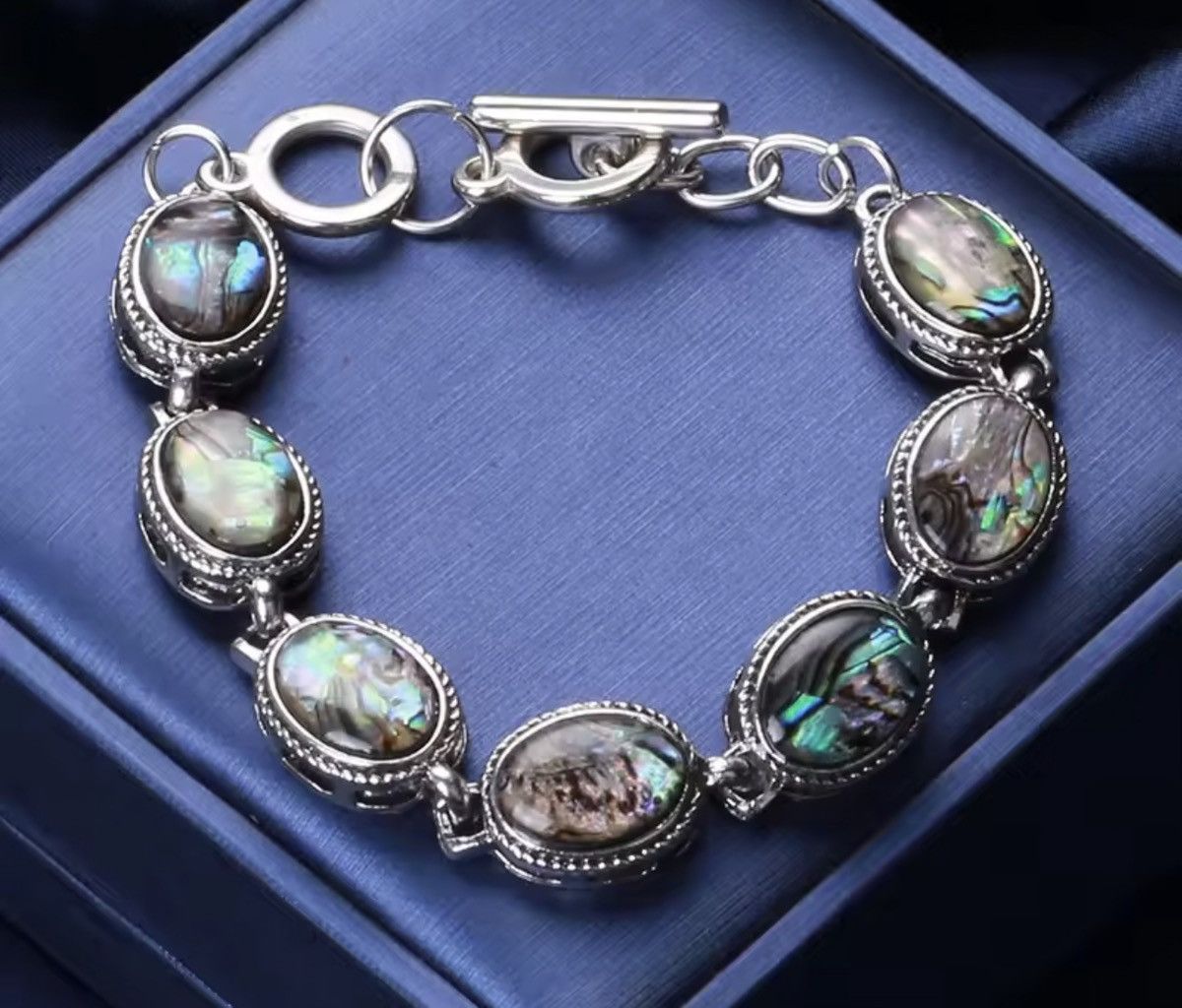 Japanese Brand Iridescent Abalone Shell Bracelet - Boho Aesthetic Size ONE SIZE - 6 Thumbnail