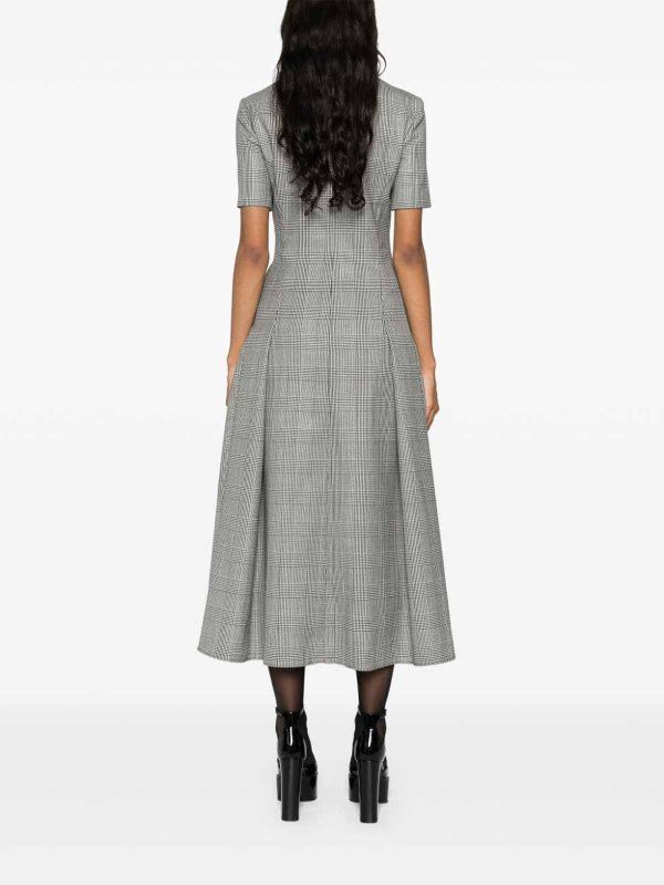 Alexander McQueen o1srvl11e0326 Prince of Wales Slashed Midi Dress in Grey Size S / US 4 / IT 40 - 4 Thumbnail