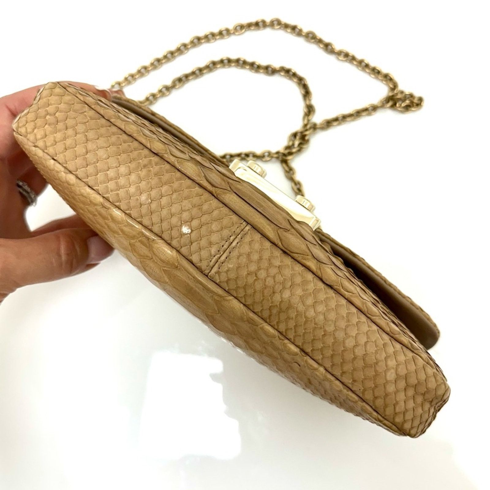 Dior Dior Nude Snakeskin New Lock Pouch Chain Clutch, Authentic Size ONE SIZE - 7 Thumbnail