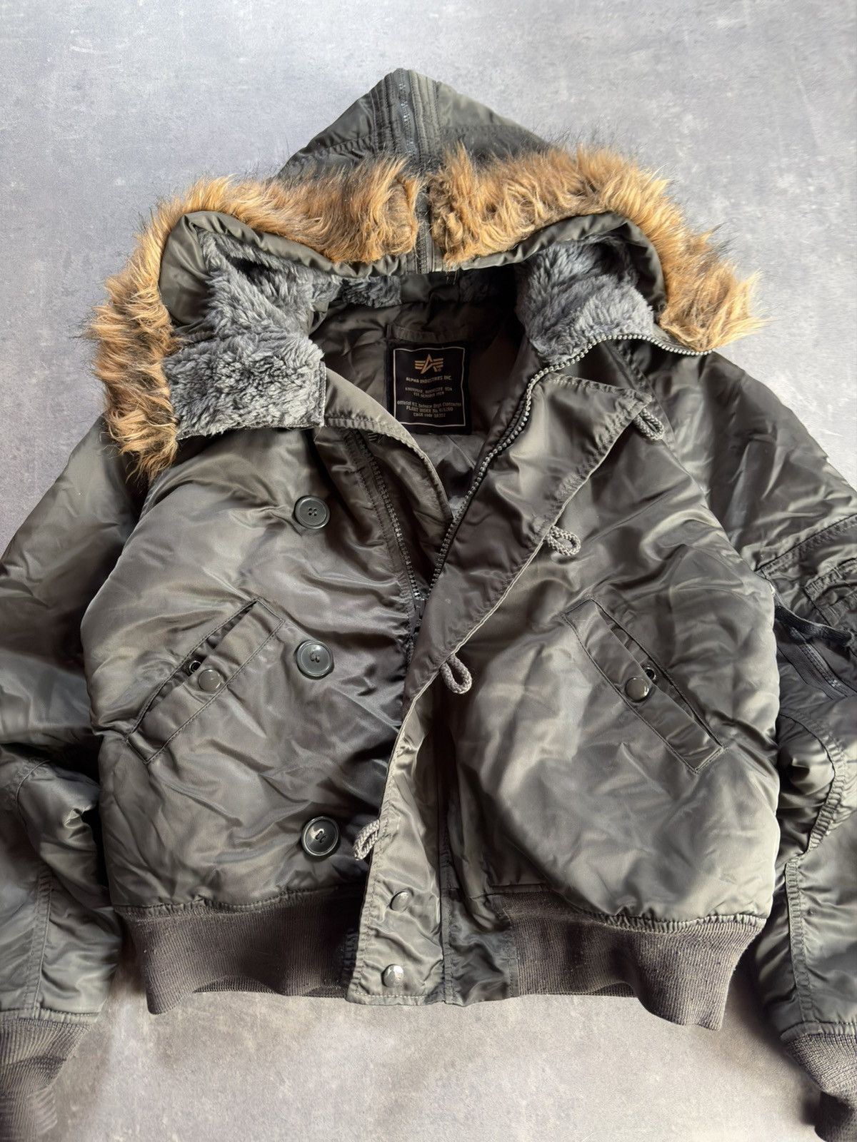 Alpha Industries 00s Alpha Industries Faux Fur Hooded Bomber Jacket S M Size US S / EU 44-46 / 1 - 9 Thumbnail