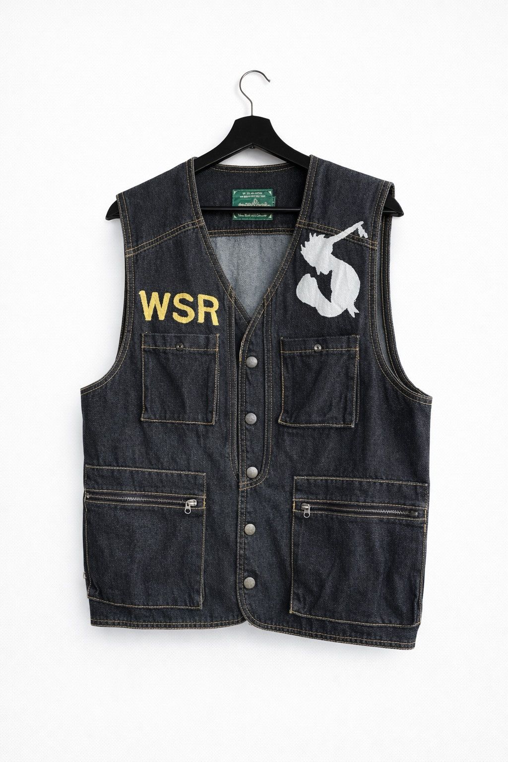 Japanese Brand Vintage Japanese Denim Vest WSR Muay Thai Gym Hand-Painted Size US L / EU 52-54 / 3 - 2 Thumbnail