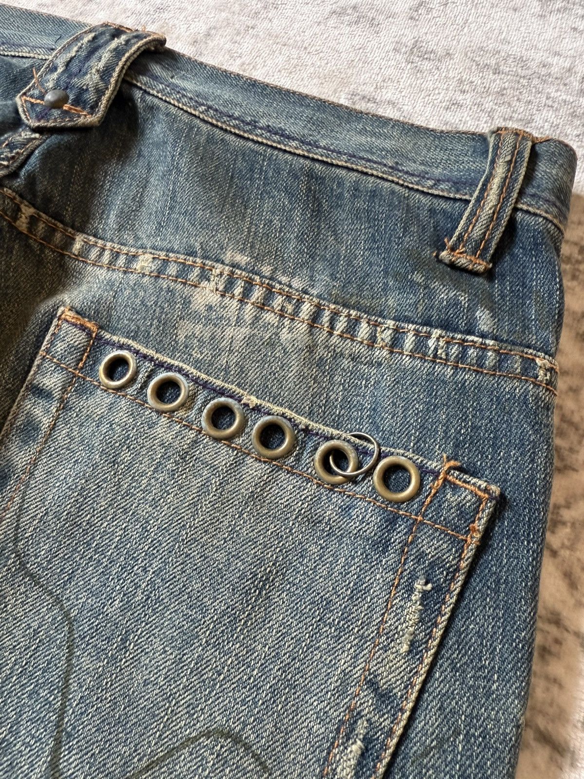 If Six Was Nine Root Three Japan Studded & Pierced Rusty Wash Flared Jeans Size US 32 / EU 48 - 18 Thumbnail