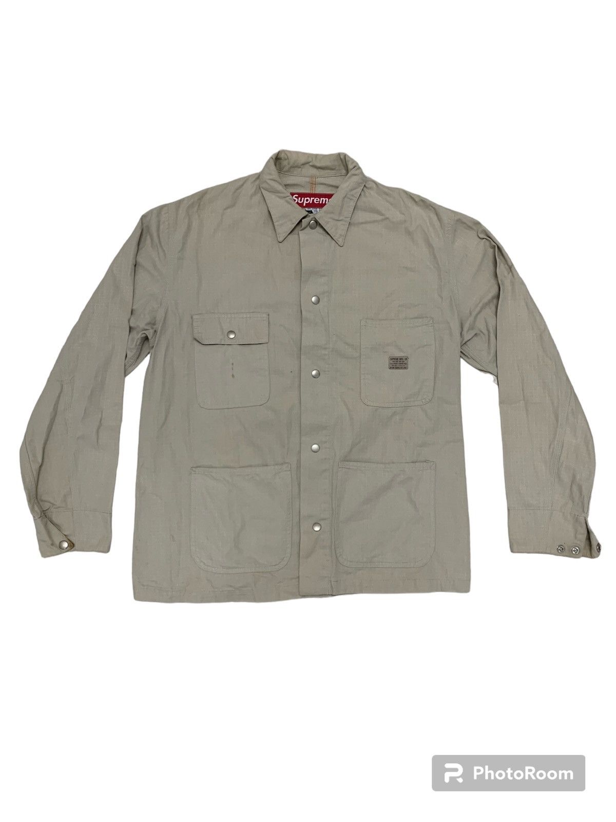 image of Designer Button Up Long Sleeve Shirt in Grey, Men's (Size 2XL)