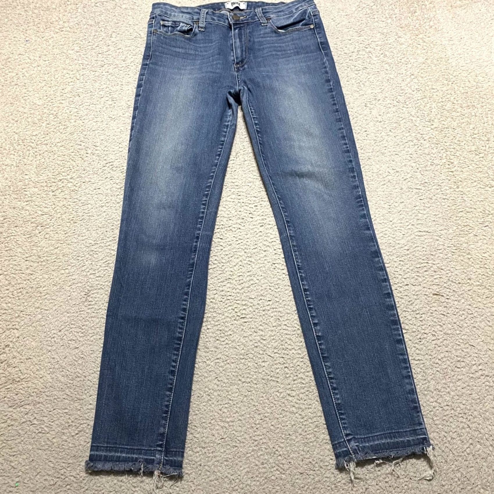 Paige Paige Jeans Womens Slim Mid Rise Ankle 29 Blue Denim Hoxton 5-Pocket Logo Stretch Cotton Blend 90s? No Vintage Capri? Size 29" - 2 Thumbnail