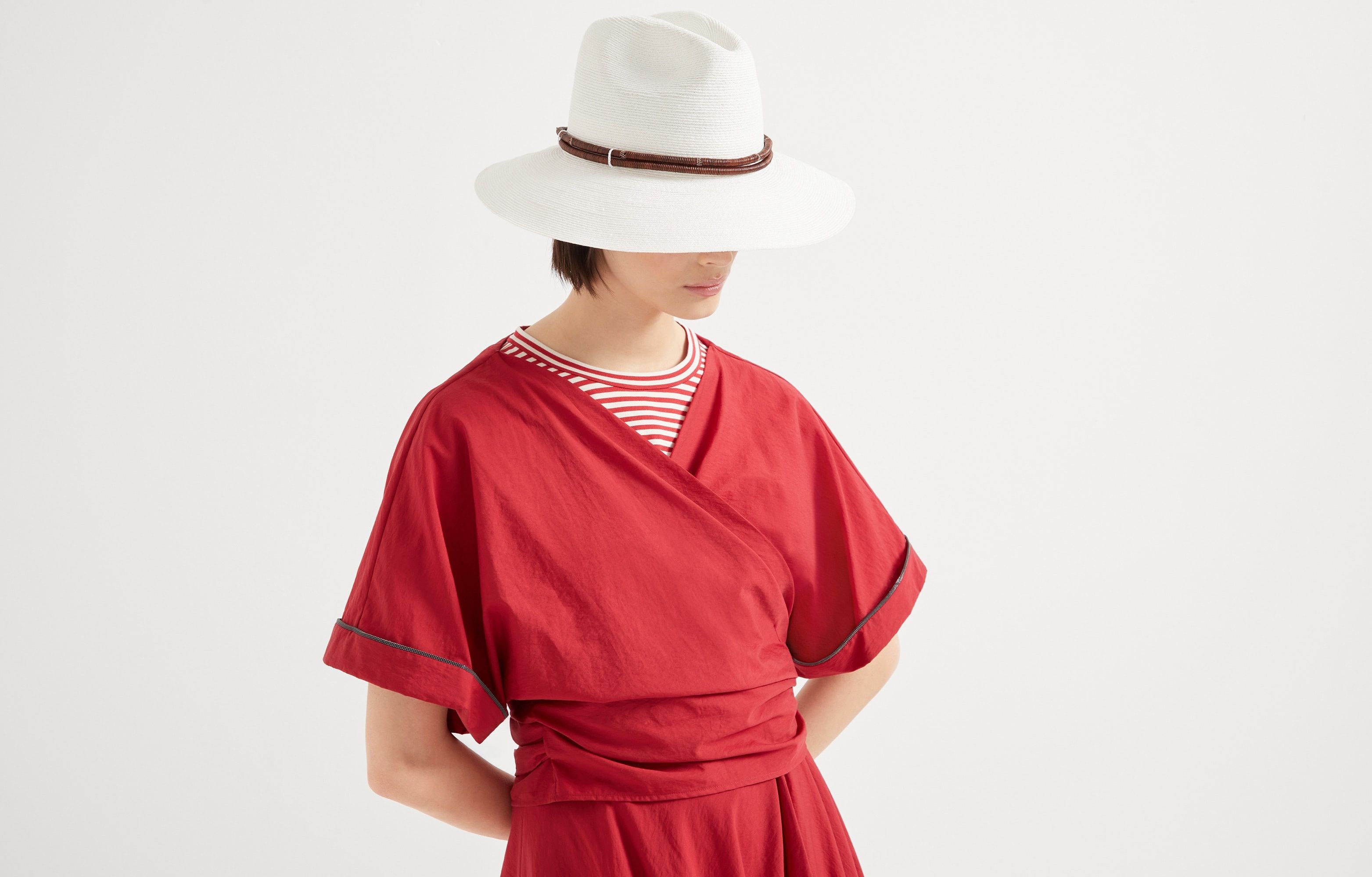 Brunello Cucinelli o1la1rc1a0326 Kimono-Style Top in Red Size XL / US 12-14 / IT 48-50 - 6 Thumbnail