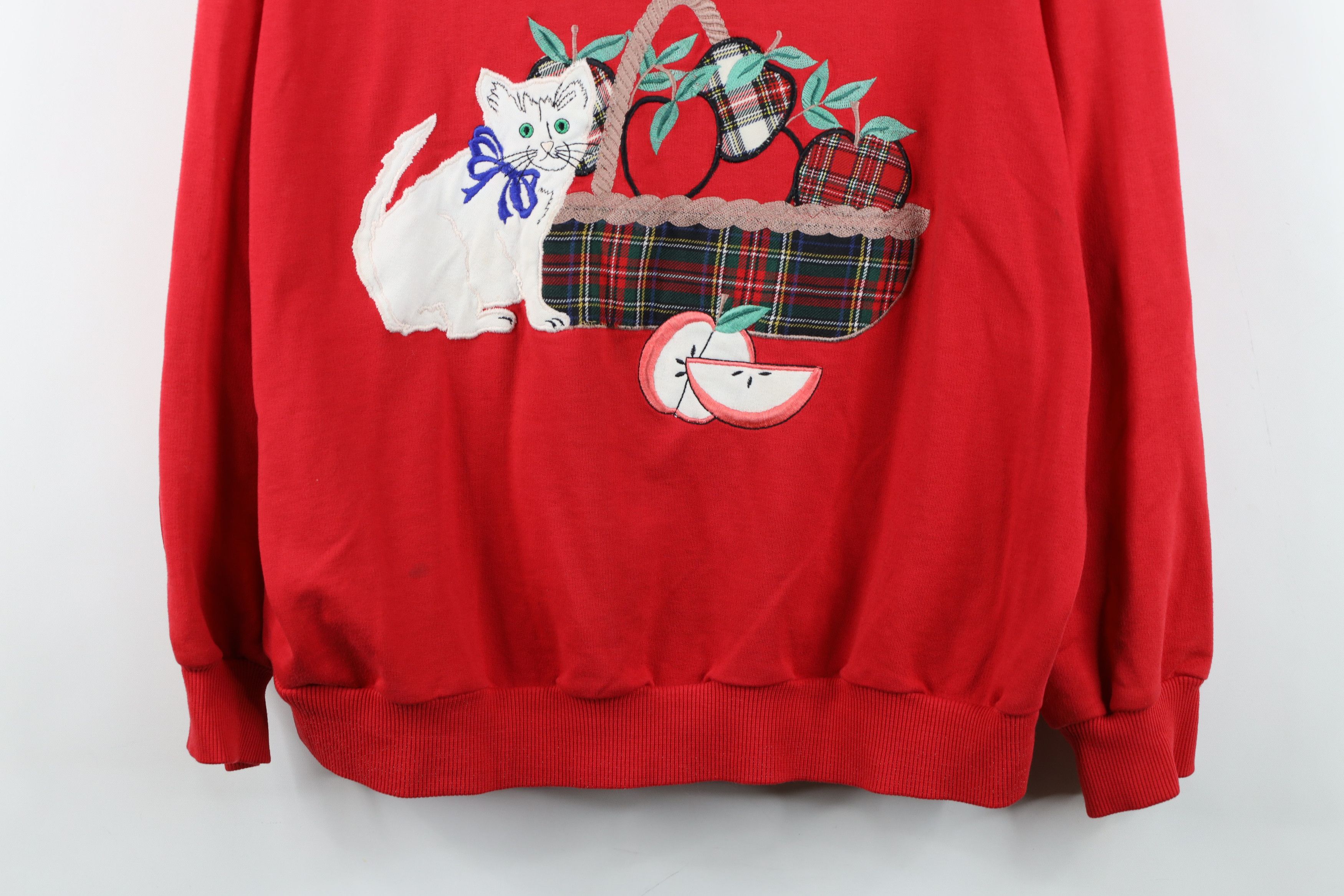 Vintage Vintage 90s Country Cat Kitten Collared Pullover Sweatshirt Size L / US 10 / IT 46 - 3 Thumbnail