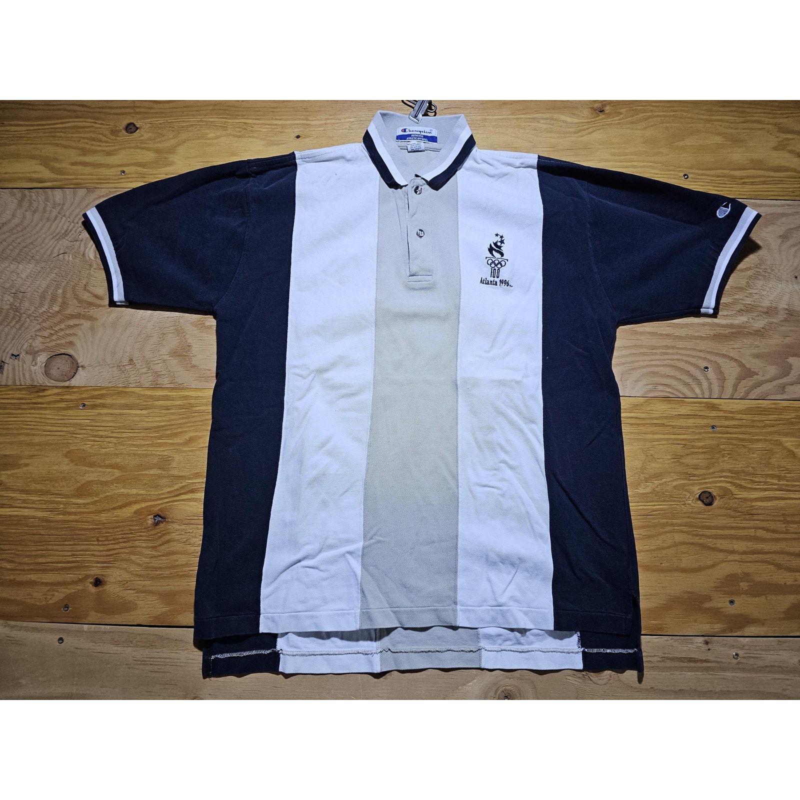 Champion Atlanta Olympics 1996 Polo Black White Pique Shirt Sz L Size US L / EU 52-54 / 3 - 1 Thumbnail