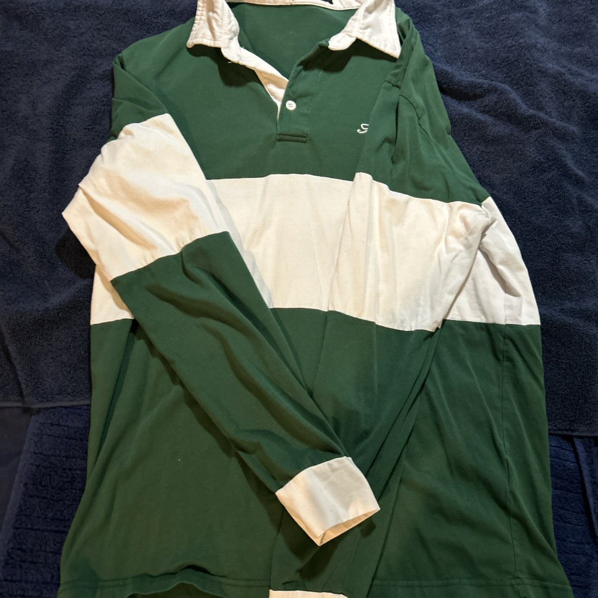 Shein Green Long-Sleeve SHEIN Striped Polo Shirt Size US M / EU 48-50 / 2 - 2 Thumbnail