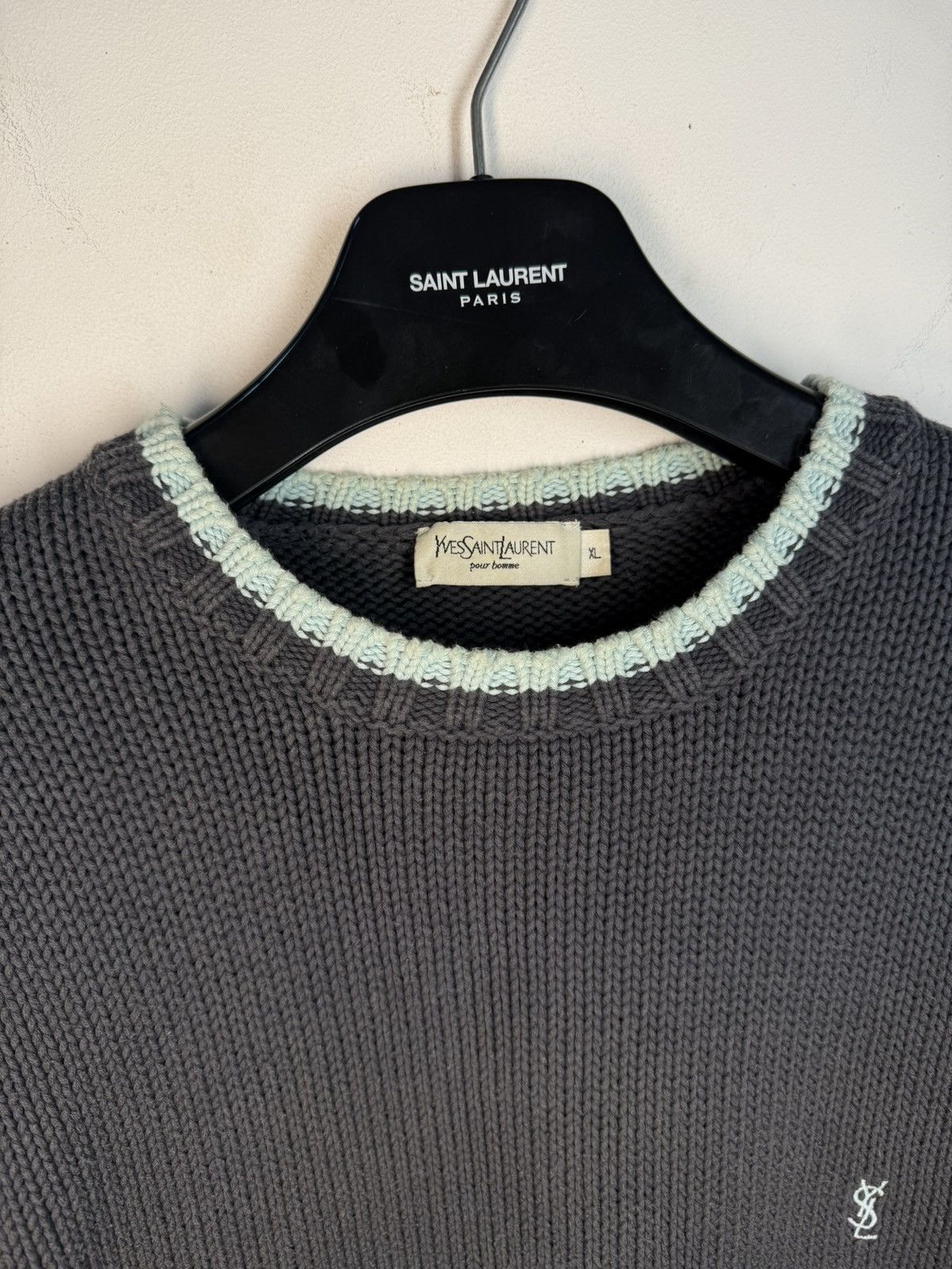 Yves Saint Laurent Heavy YSL Sweater Knit Grey Yves Saint Laurent Vintage Size US XL / EU 56 / 4 - 13 Thumbnail