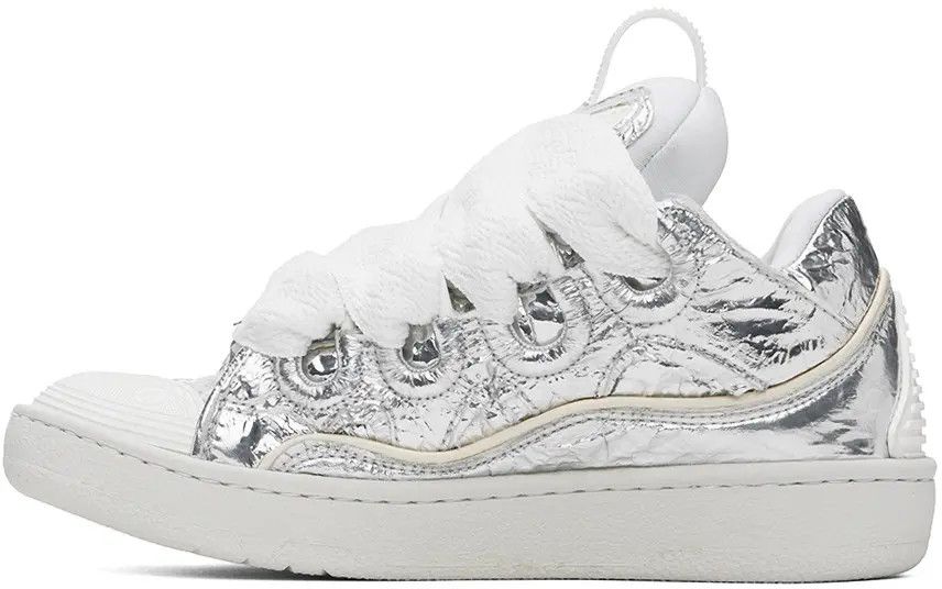 Lanvin oc11z0325 Curb Metallic Effect Sneakers in Silver Size US 6.5 / EU 39-40 - 5 Thumbnail