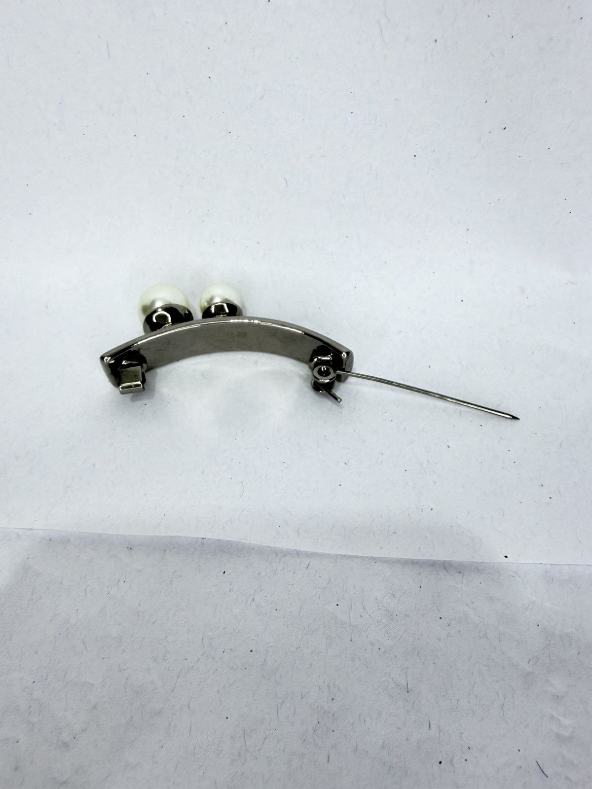 Vintage Vintage Silver-Tone Dual Pearl Bar Brooch - Serial JI2AOBL52 Size ONE SIZE - 6 Thumbnail