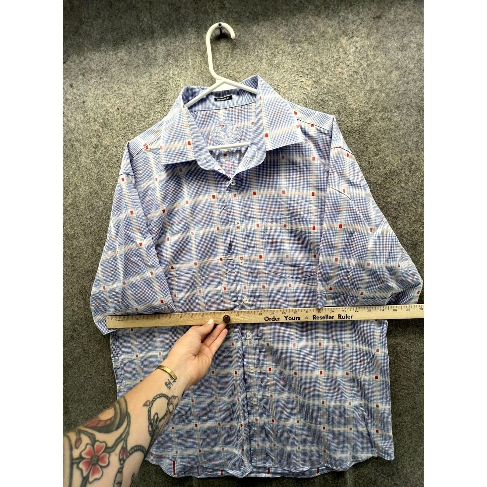 BUGATCHI Bugatchi Shirt Mens 2XL Blue Plaid Short Sleeve Button Front Casual Woven Size US XXL / EU 58 / 5 - 5 Thumbnail