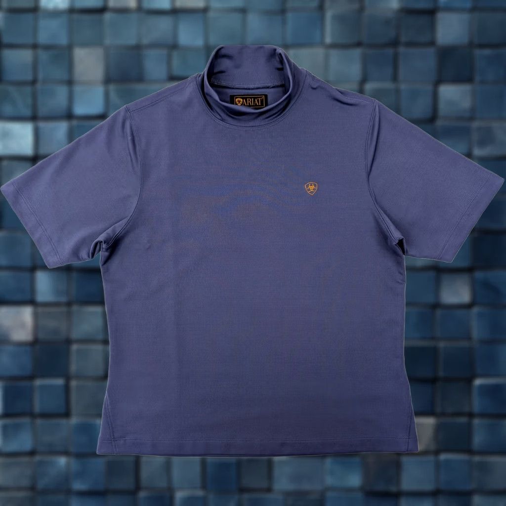 Ariat Ariat Polo Shirt Women S Blue Short Sleeve Pullover Performance Wicking Coolmax Lycra Moc Neck Shirt, Basic, Athletic Fit, Logo, 90s Western Work Wear Size S / US 4 / IT 40 - 1 Thumbnail