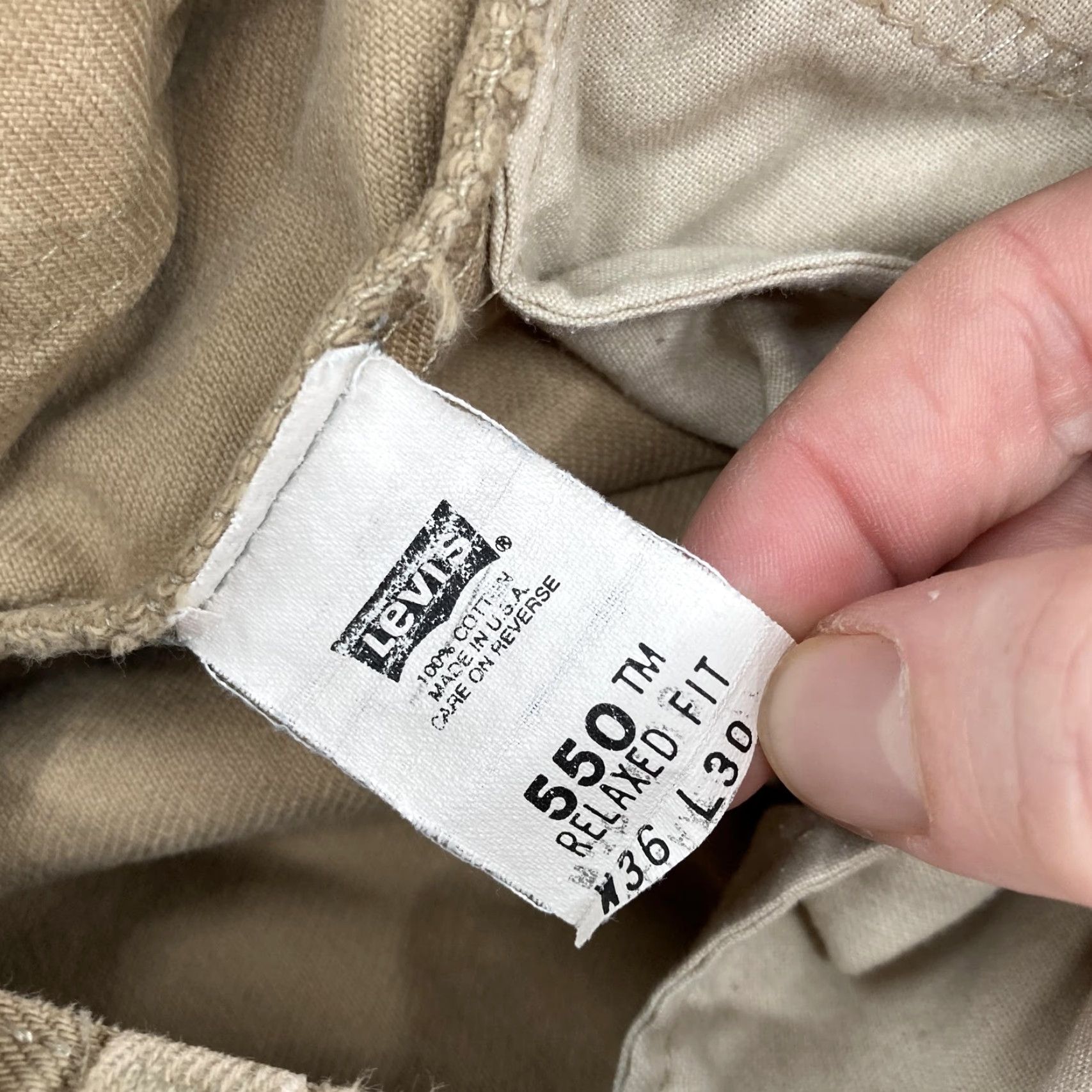 Levi's VINTAGE Levi's 550 Jeans Mens 36x30 Tan Khaki Denim Relaxed Tapered Leg USA Size US 36 / EU 52 - 5 Thumbnail