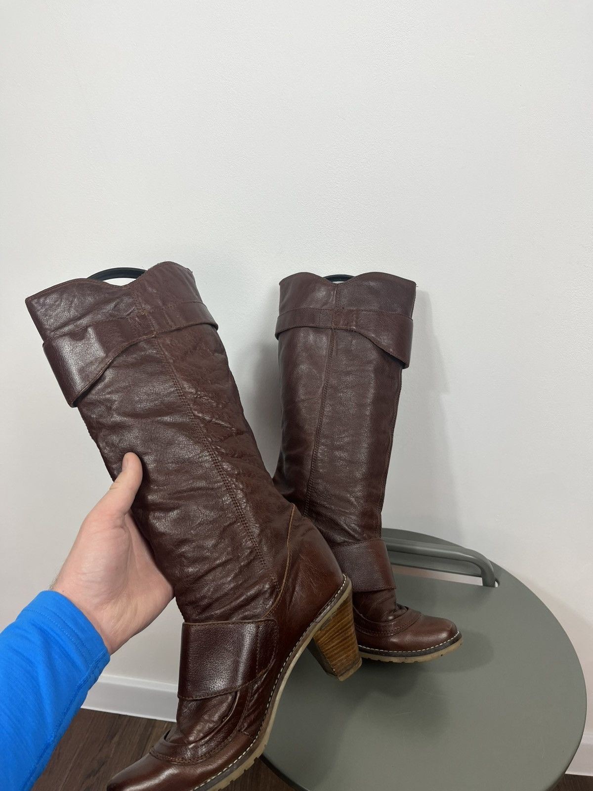 Other Women’s Brown Leather Knee High Boots Buckle Heel EU 40 Size US 9 / IT 39 - 15 Thumbnail