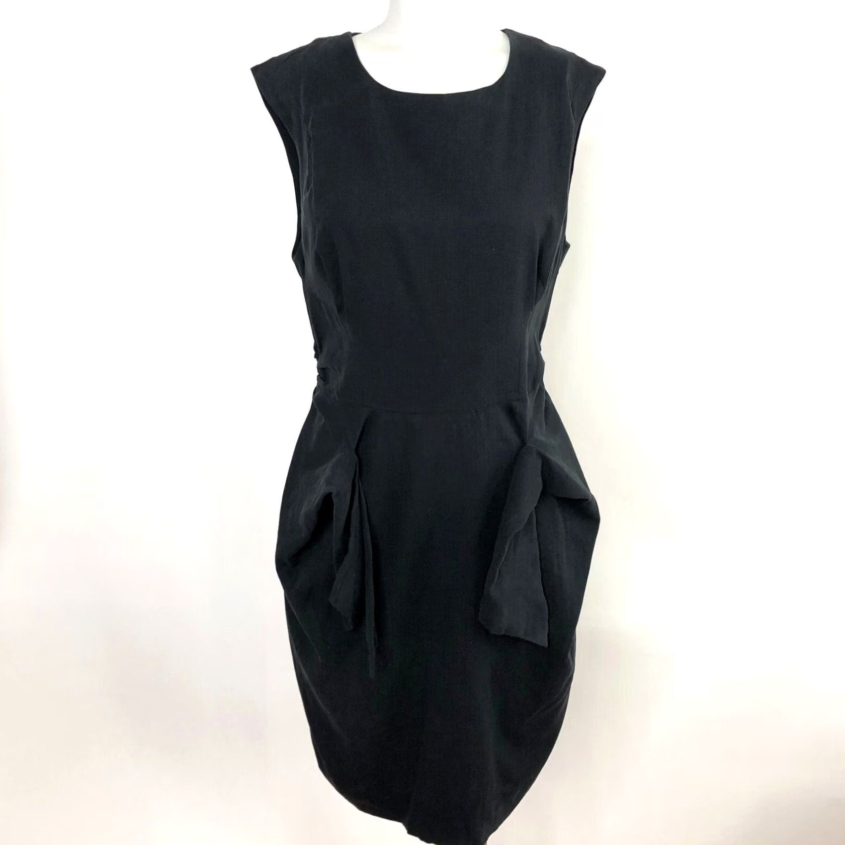 Vetements Moulinette Soeurs Vetements Dress Midi Silk Blend Women’s 8 Sheath Round Neck Sleeveless Black Size M / US 6-8 / IT 42-44 - 2 Thumbnail