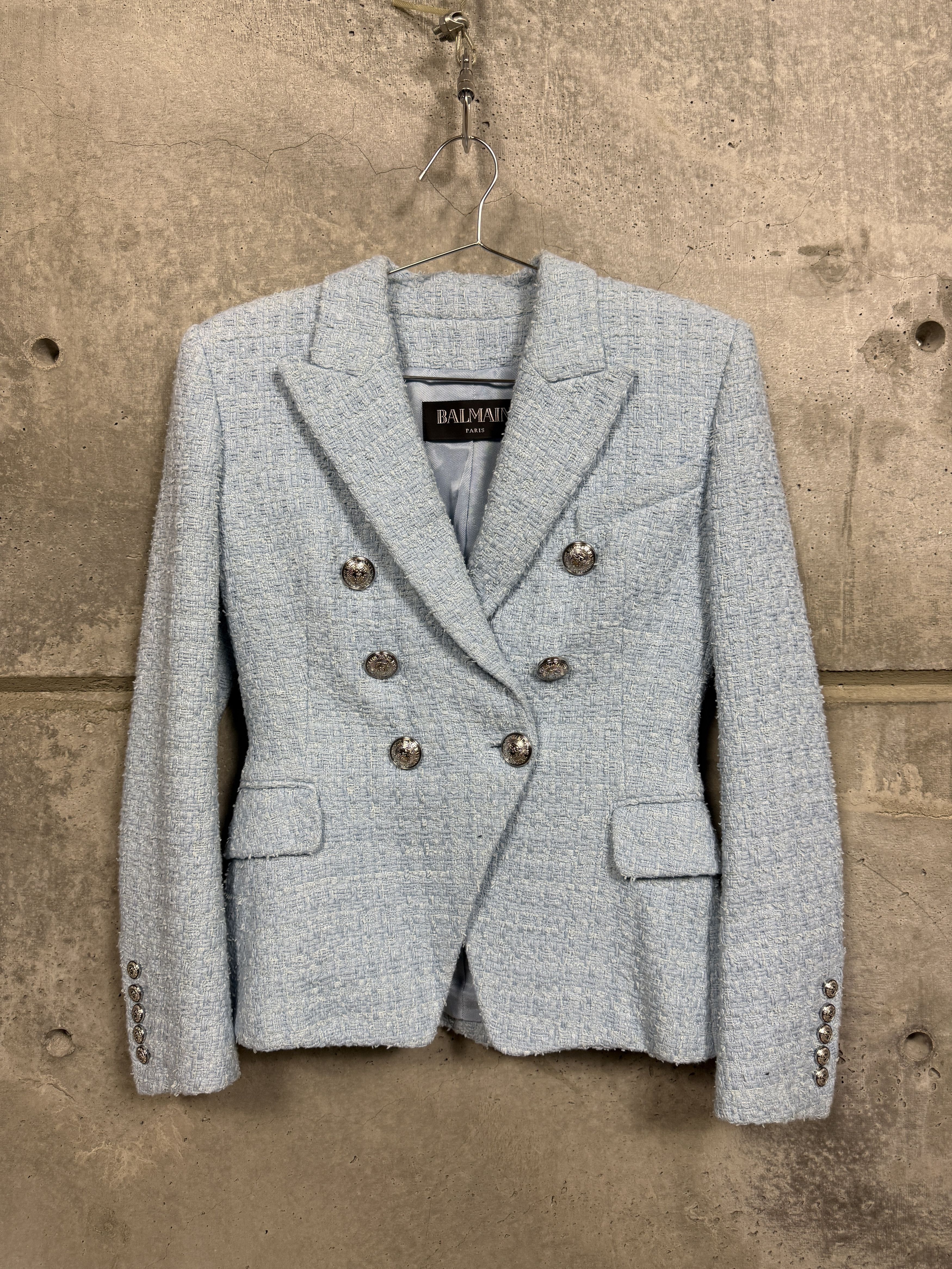 Balmain Balmain Baby Blue Tweed Blazer Jacket Size XS / US 0-2 / IT 36-38 - 1 Thumbnail