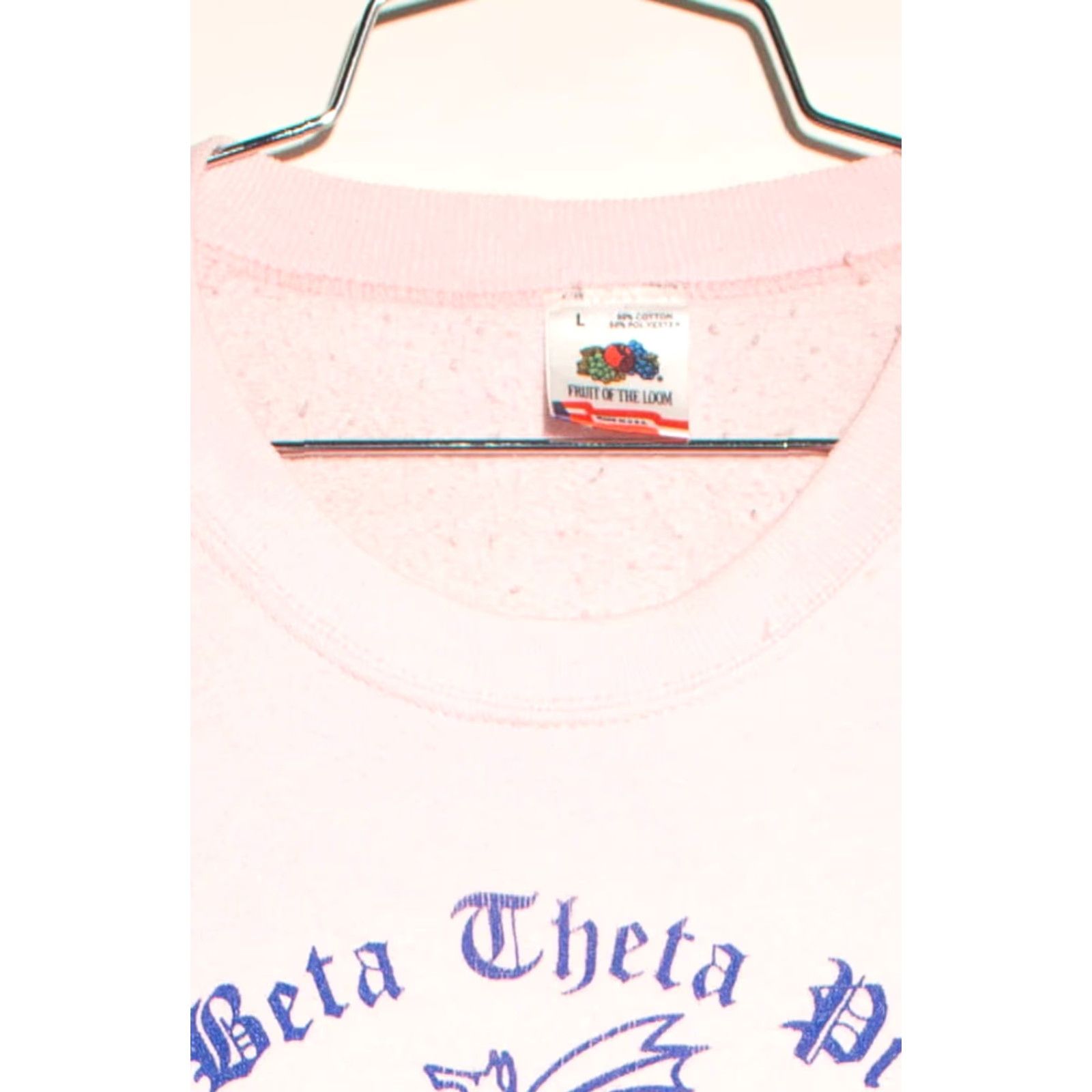 Fruit Of The Loom VINTAGE Beta Theta Pi Sweatshirt Large Pink 1990s Fruit of the Loom Mens Women Girls Boys Size US L / EU 52-54 / 3 - 3 Thumbnail