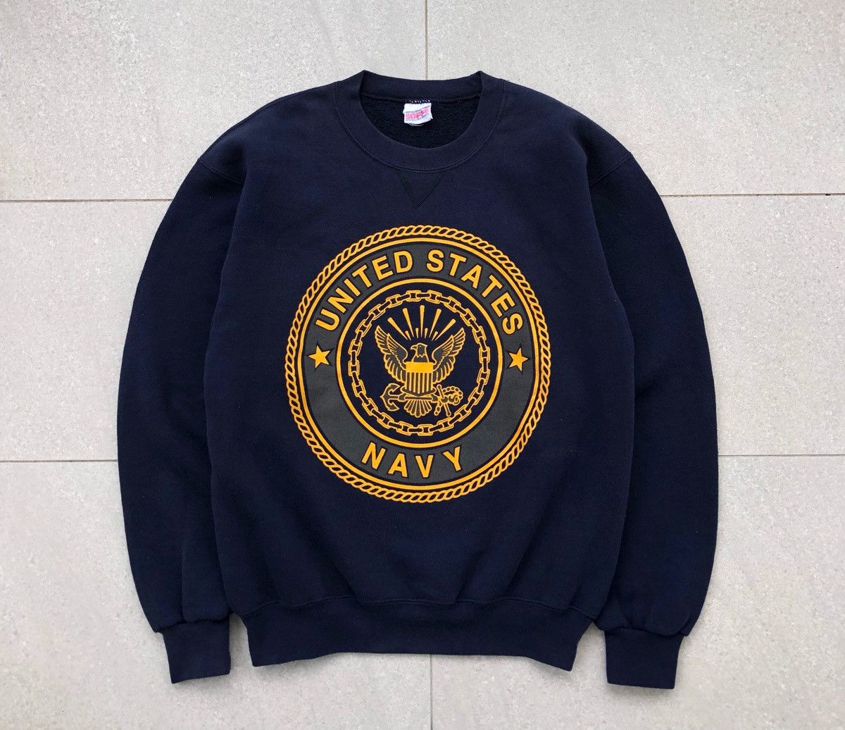 Vintage VTG 90's United States Navy Made In USA Crewneck Sweatshirt Size US L / EU 52-54 / 3 - 1 Thumbnail