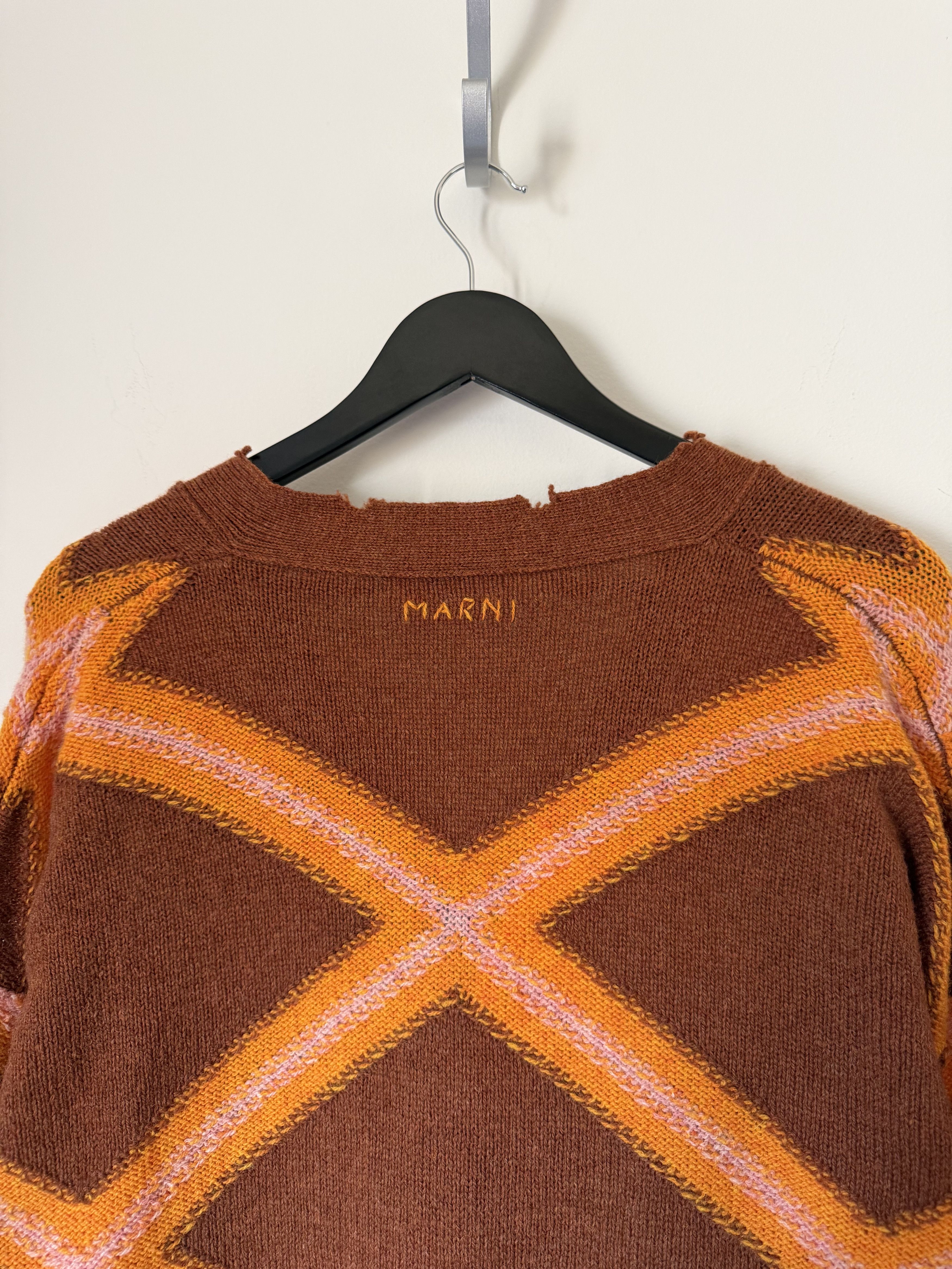 Marni Marni Broken Macro Argyle Gauge Cardigan in Brown Size US M / EU 48-50 / 2 - 6 Thumbnail