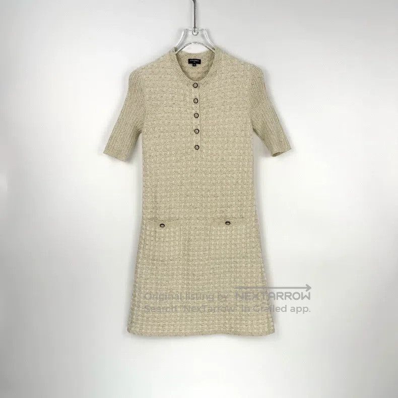 Chanel Chanel Beige gold thread medium-sleeved knitted dress Size XS / US 0-2 / IT 36-38 - 3 Thumbnail