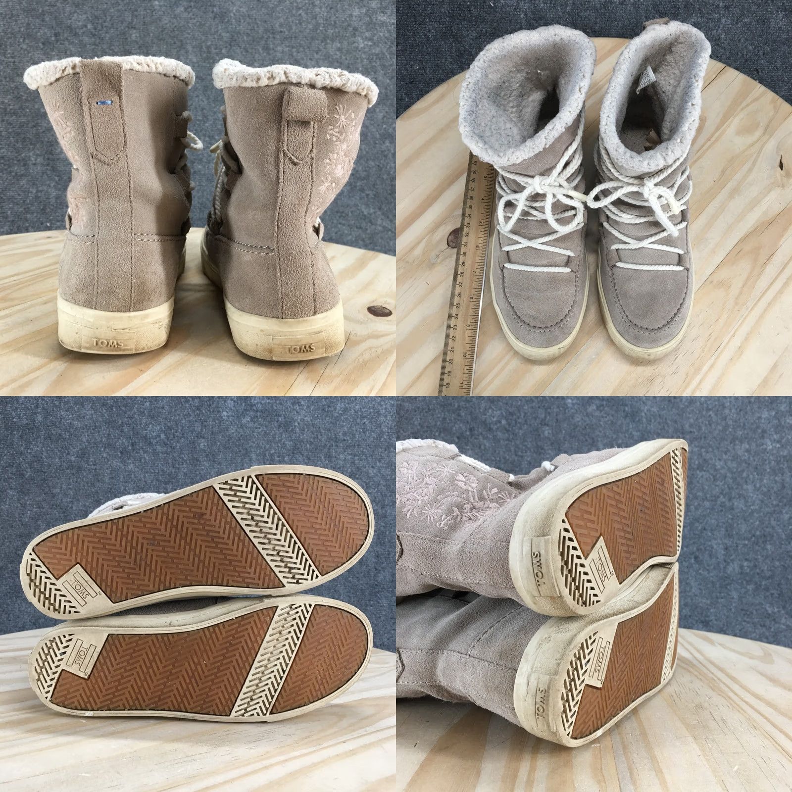 Toms TOMS Winter Boots Womens 7.5 Alpine Desert Taupe Lace Up Suede Faux Shearling Desert Boots Size US 8 / IT 38 - 8 Thumbnail