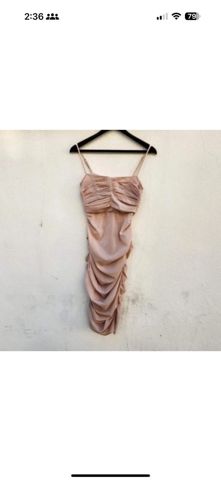 Other House of CB Nude Corset Ruched Midi Sheer Chiffon Dress S Size S / US 4 / IT 40 - 2 Thumbnail