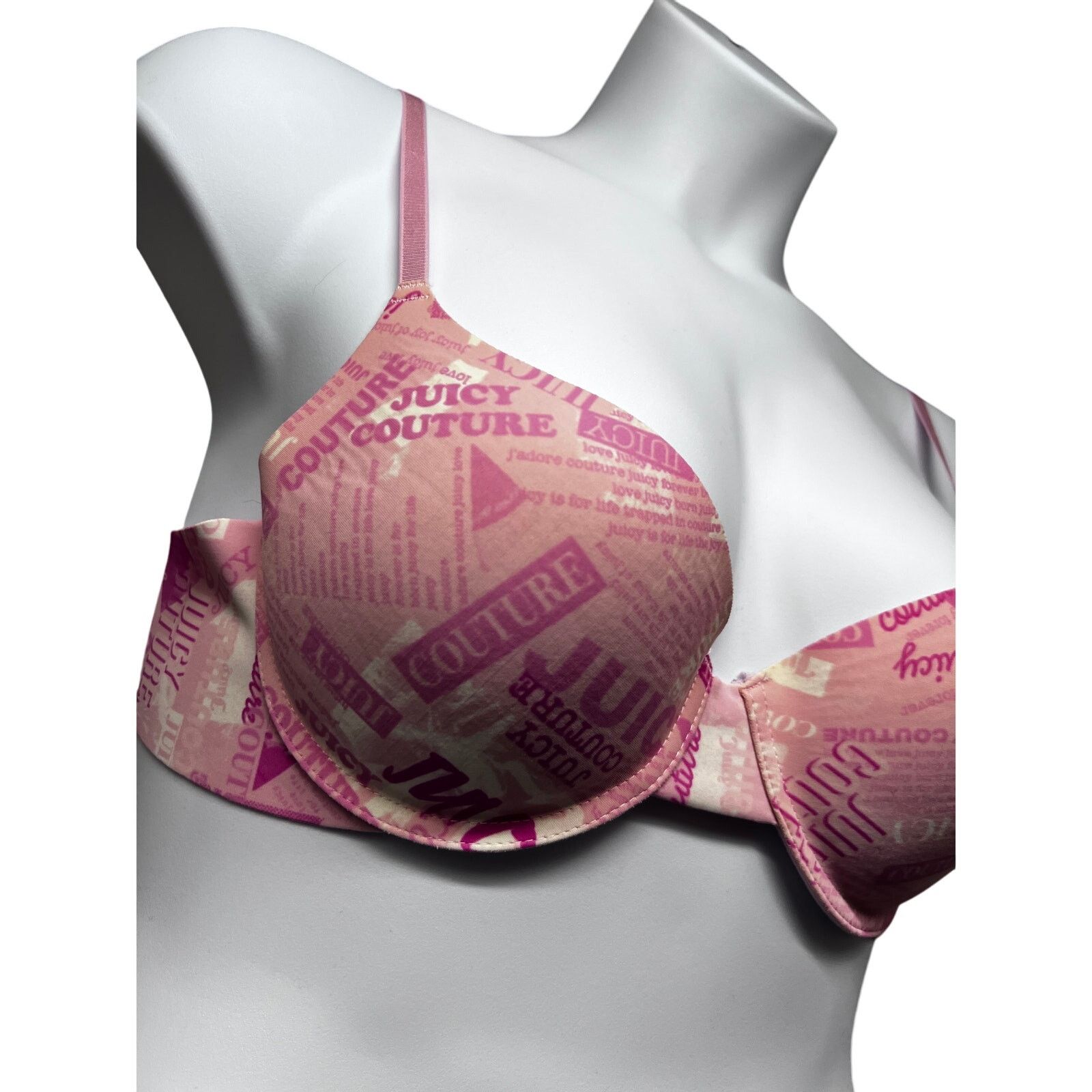 Juicy Couture Juicy Couture Pink Underwire Pushup Padded Bra 36C Spell Out Size ONE SIZE - 3 Thumbnail