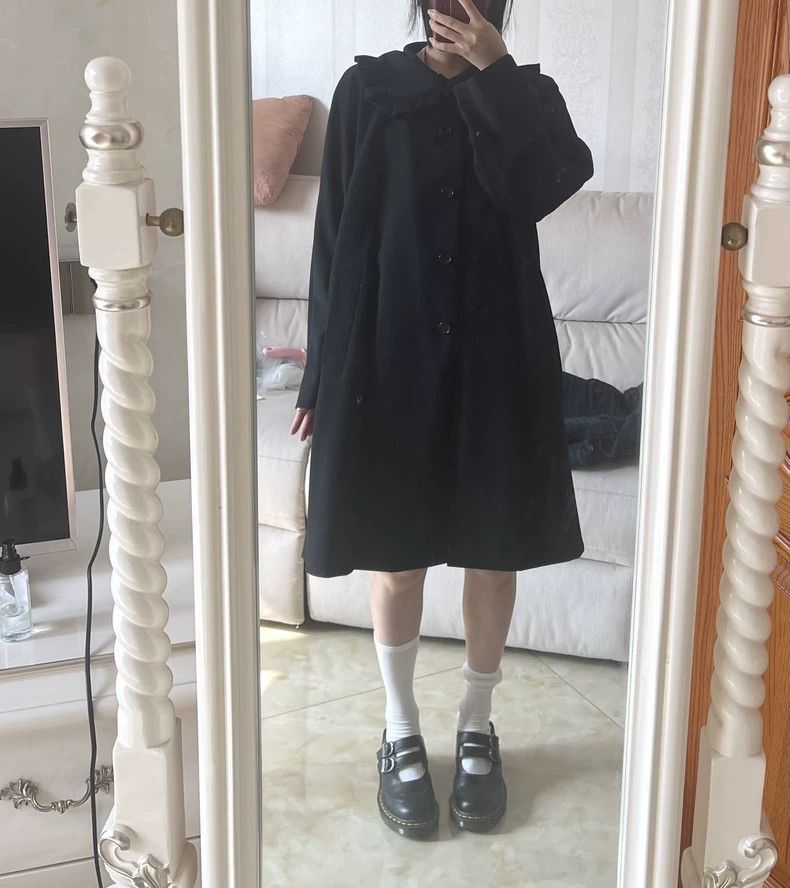 Comme des Garcons Comme Des Garcons Wool coat with ruffled collar, black Size XS / US 0-2 / IT 36-38 - 7 Thumbnail
