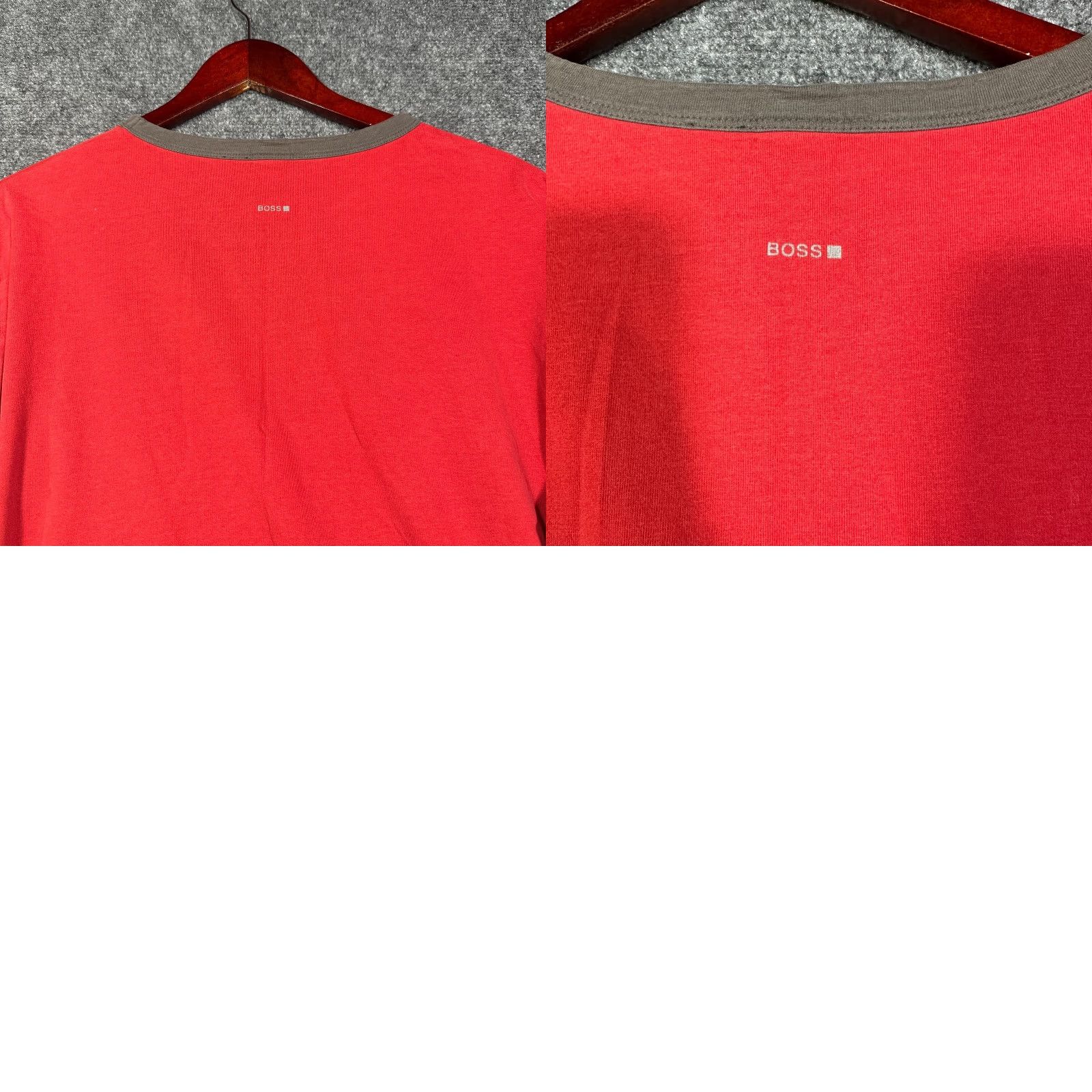 Hugo Boss HUGO BOSS Tee Shirt Mens XL Red Colorblock Crew Neck Long Sleeve Cotton Logo T-Shirt Size US XL / EU 56 / 4 - 8 Thumbnail