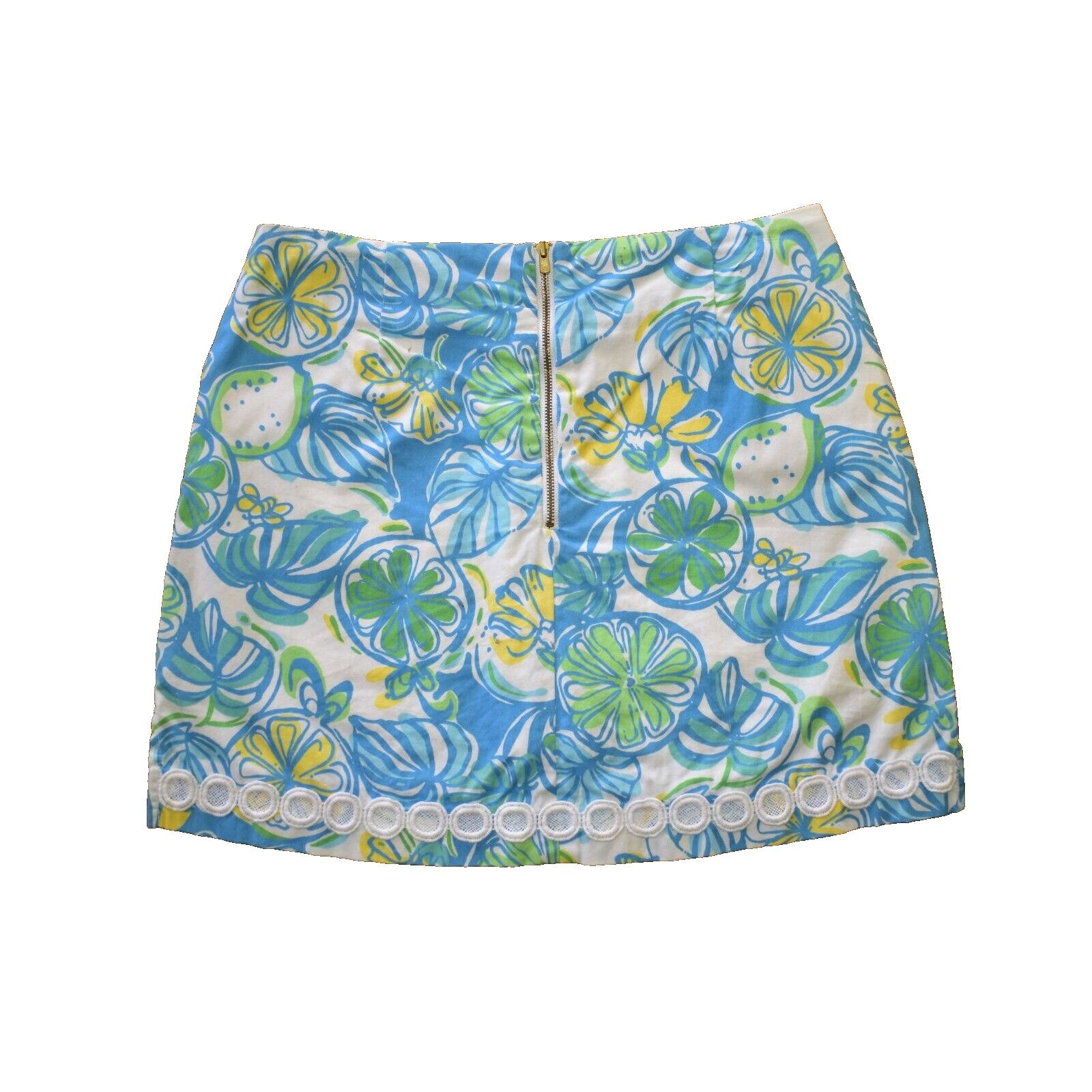 Lilly Pulitzer LILLY PULITZER Blue White Fruit Back Zipper Skort Skirt Sz 2 Size 26" / US 2 / IT 38 - 2 Thumbnail