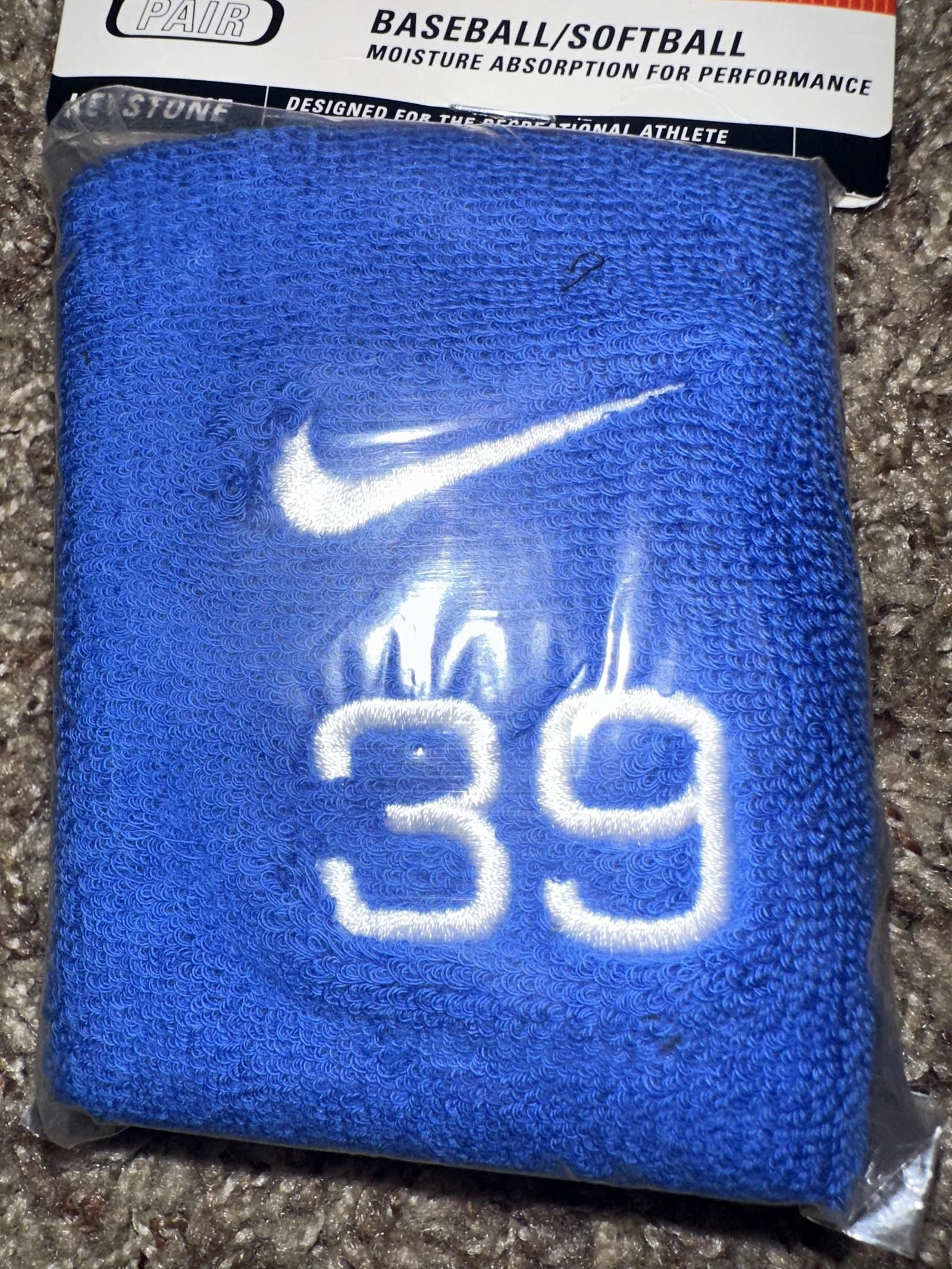 Nike Nike Baseball/Softball 2 #39 Blue Double Wide Wrist Bands Size ONE SIZE - 3 Thumbnail