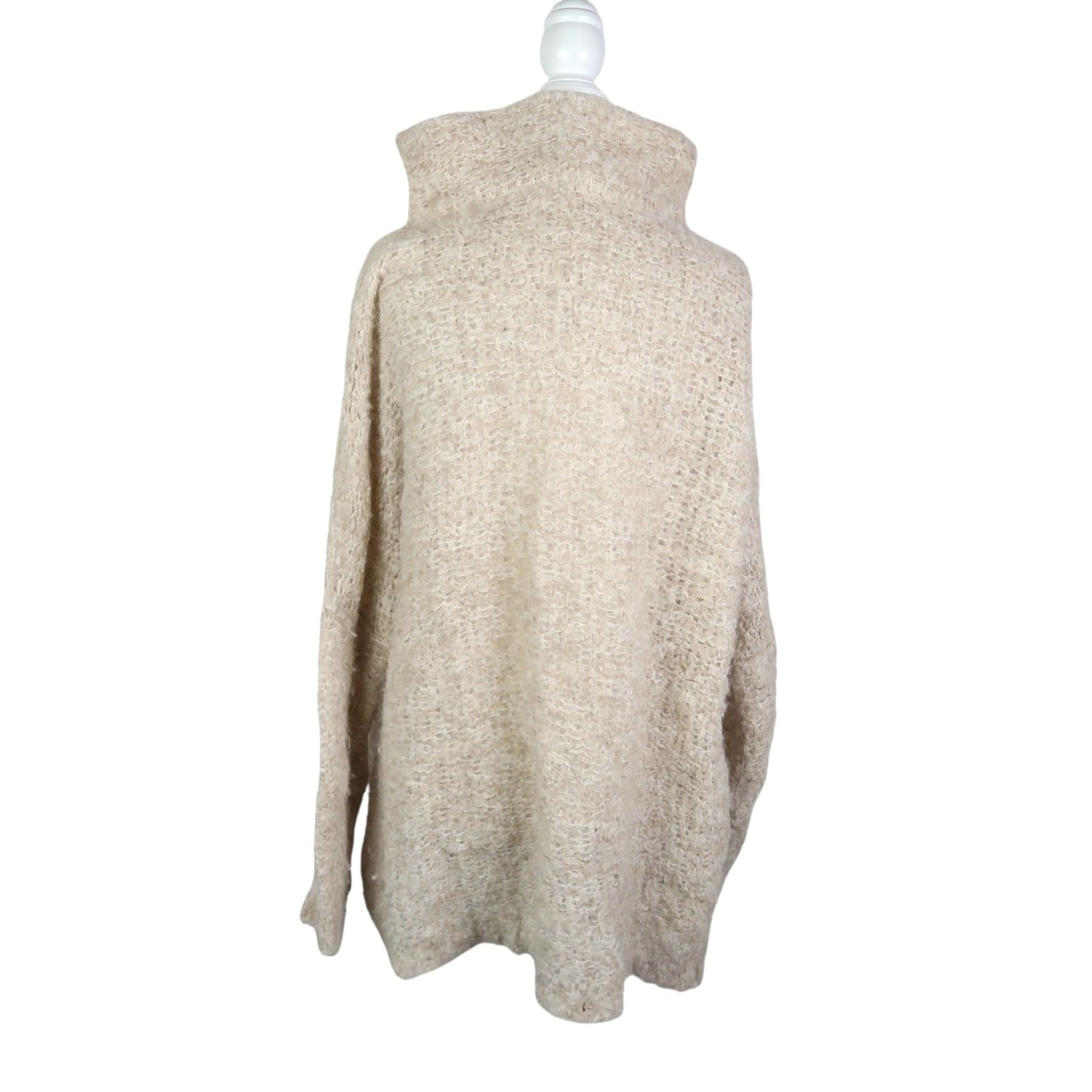 Free People Free People Cream Tan Fuzzy Alpaca Wool Funnel Neck Sweater M Size M / US 6-8 / IT 42-44 - 4 Thumbnail