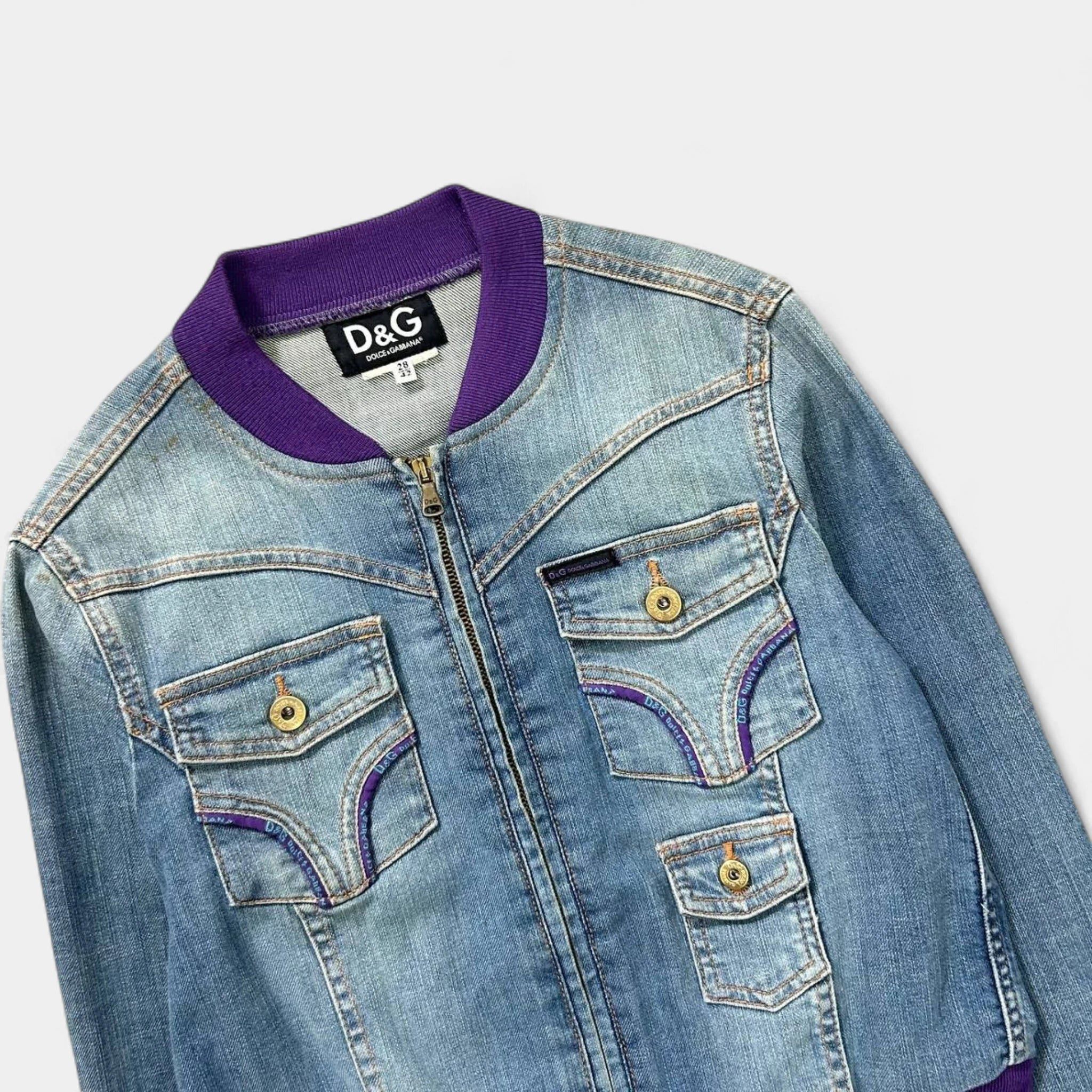 Dolce & Gabbana Dolce & Gabbana 2000's Denim Purple Bomber Jacket Size S / US 4 / IT 40 - 2 Thumbnail