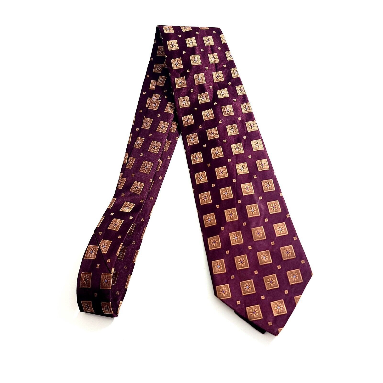 Joseph Abboud Joseph Abboud Woven Maroon Red Tan Floral Geometric Wide Sil Size ONE SIZE - 6 Thumbnail