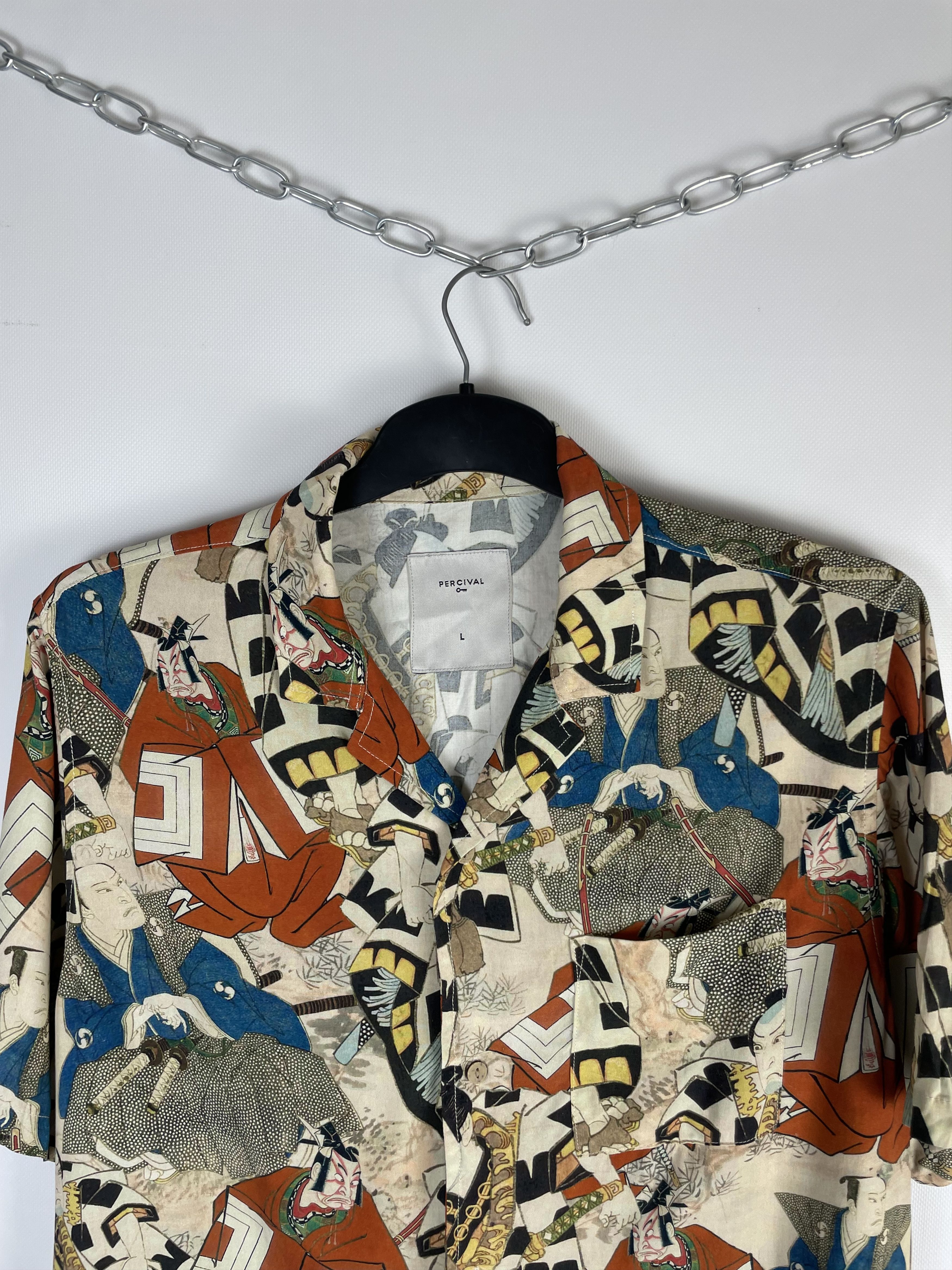 Percival Percival Japan Samurai Print Hawaiian Shirt Size US L / EU 52-54 / 3 - 3 Thumbnail