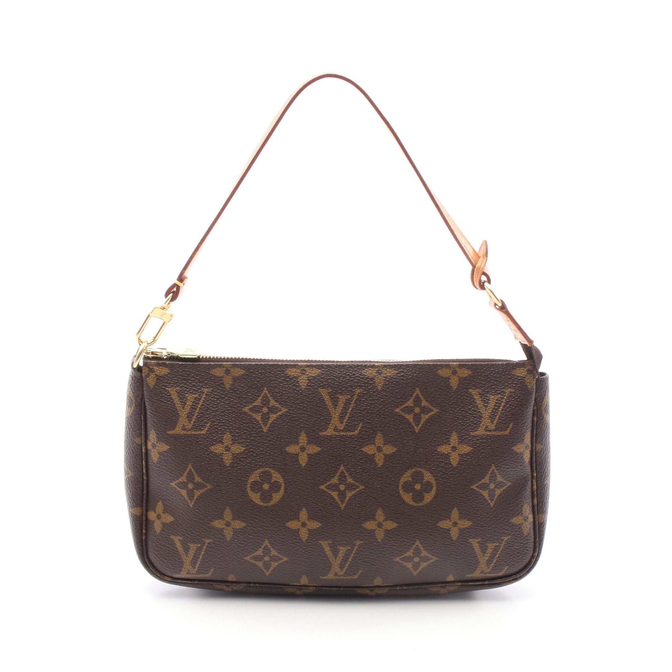 Louis Vuitton Pochette Accessoires Monogram Handbag Leather Brown
