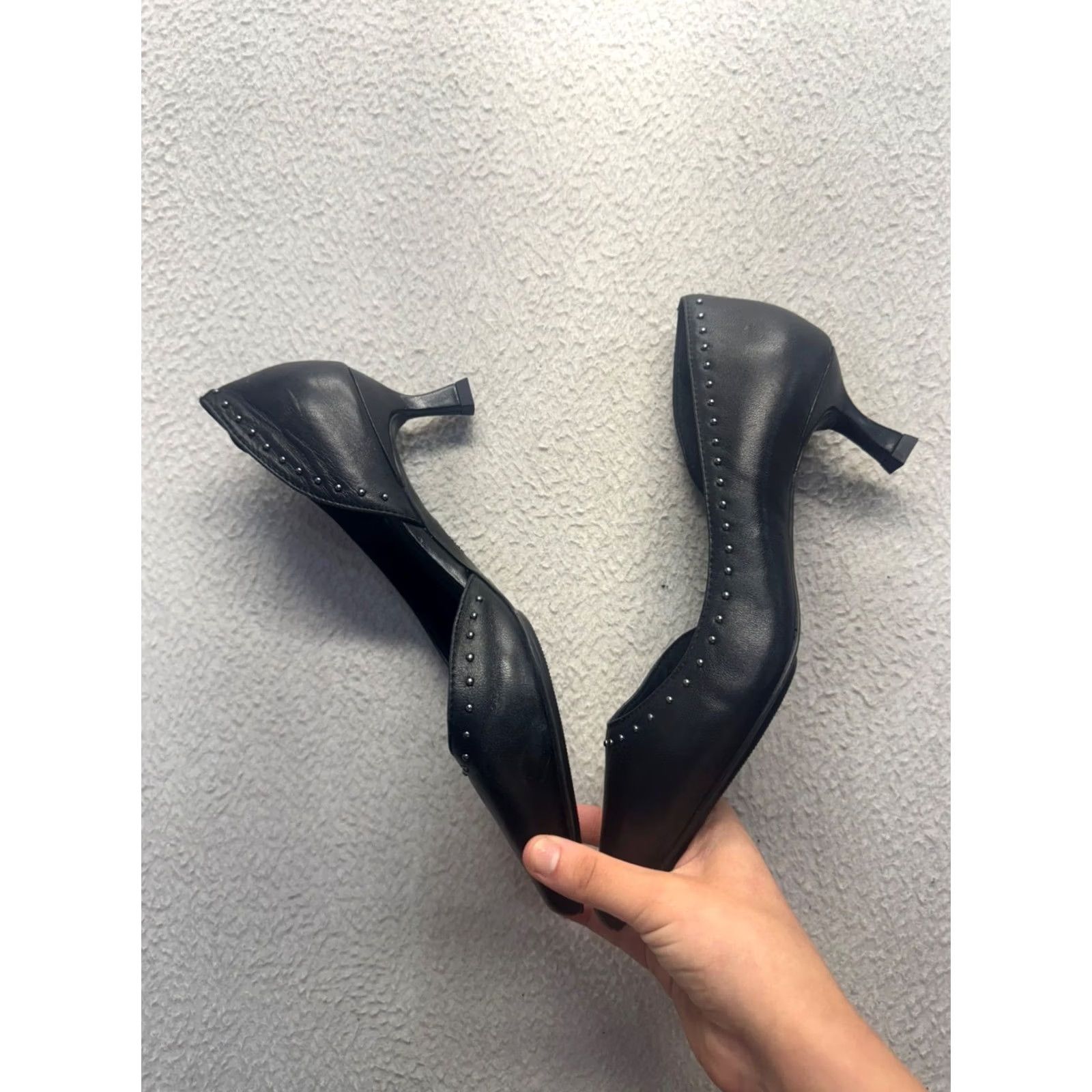 Anne Klein Anne Klein Iflex Black Studded Pointed-Toe Mule Heel Size 11M #9808 Size US 11 / IT 41 - 5 Thumbnail