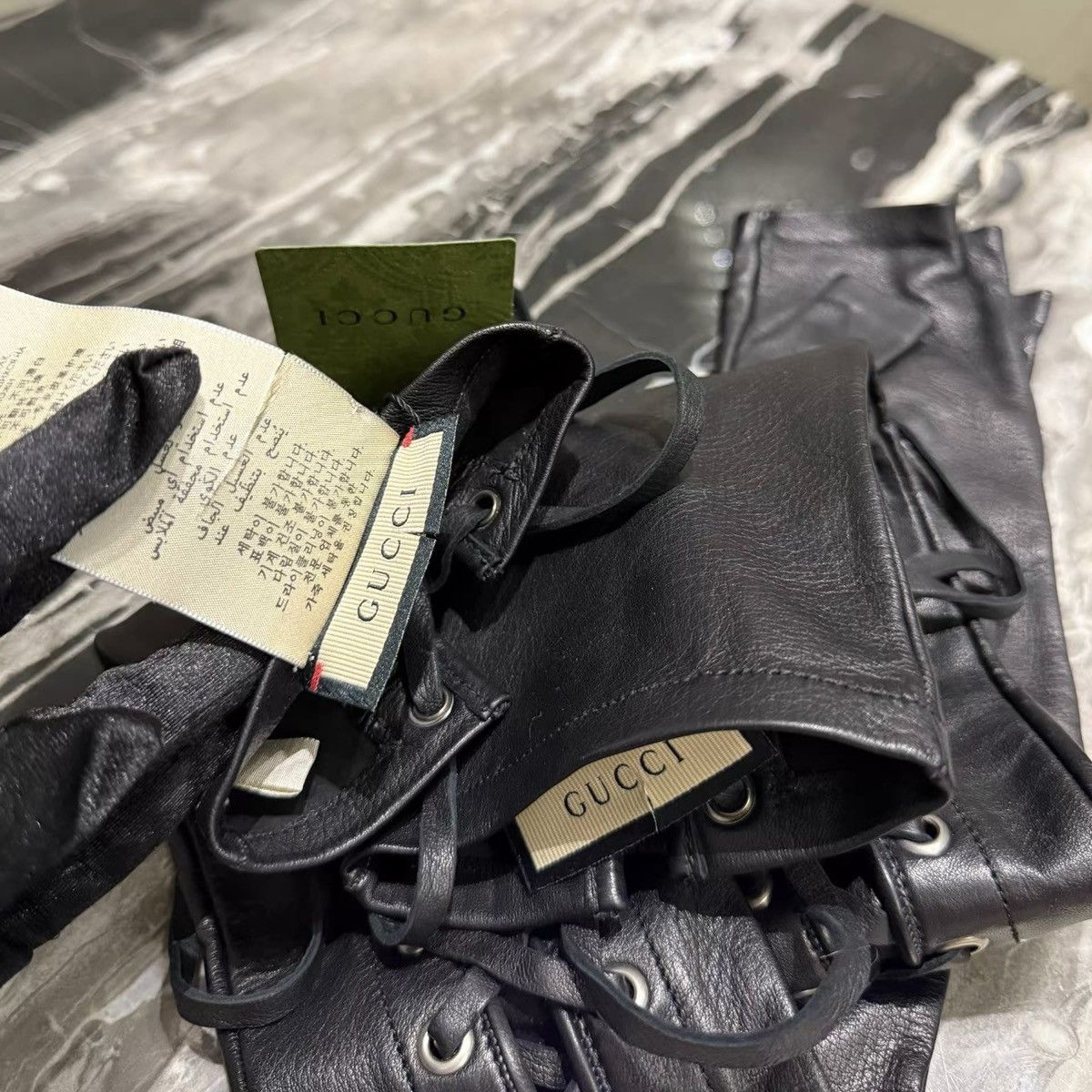 Gucci Gucci Corset Lacing Fingerless Gloves Noir Size ONE SIZE - 3 Thumbnail