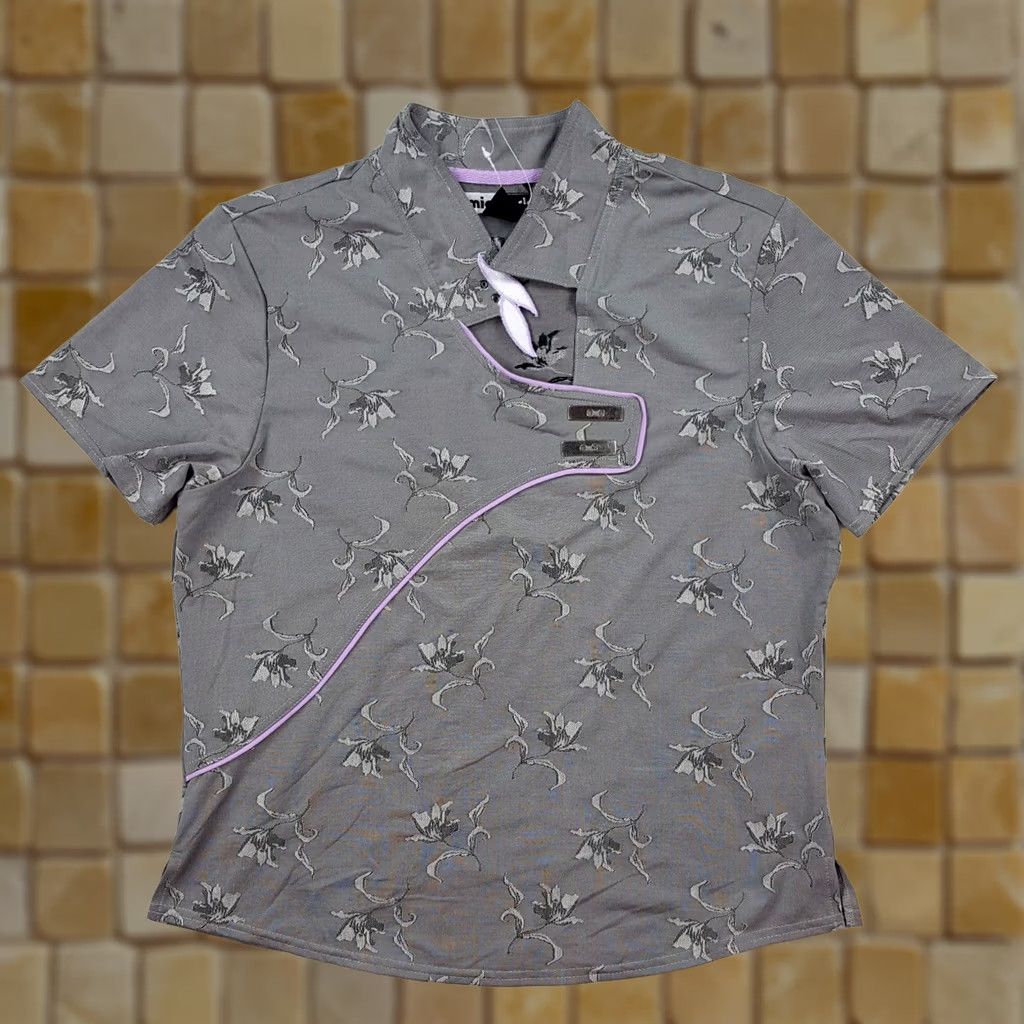 Vintage VINTAGE Jamie Sadock Gray Flower Kimono Style Top Shirt M Womens Collared Retro T Shirt Short Sleeve Size M / US 6-8 / IT 42-44 - 1 Thumbnail