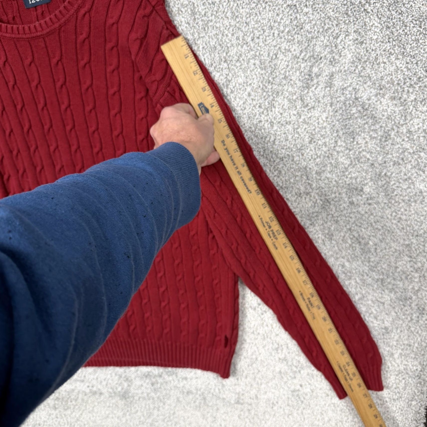 Izod IZOD Sweater Red Cable-Knit Crewneck Cotton L Men’s Regular Fit Pullover Casual Fall Winter Size US L / EU 52-54 / 3 - 3 Thumbnail