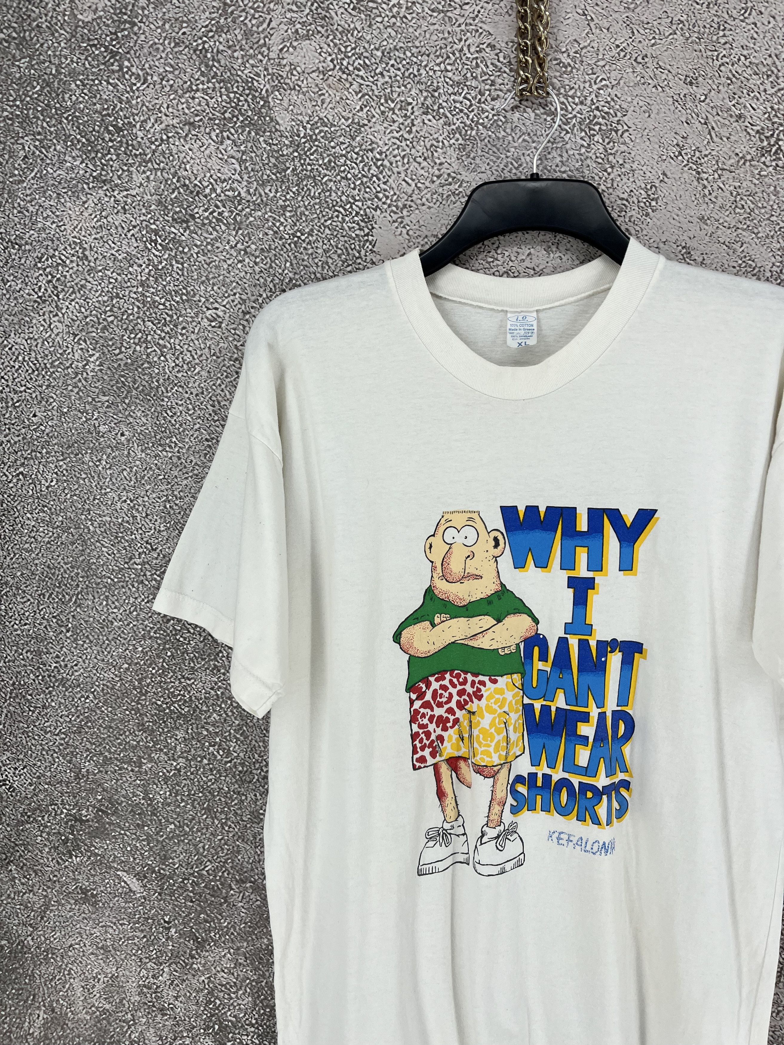 Vintage Y2K 90’s Vintage Why I Can’t Wear Shorts Funny T Shirt Size US XL / EU 56 / 4 - 5 Thumbnail