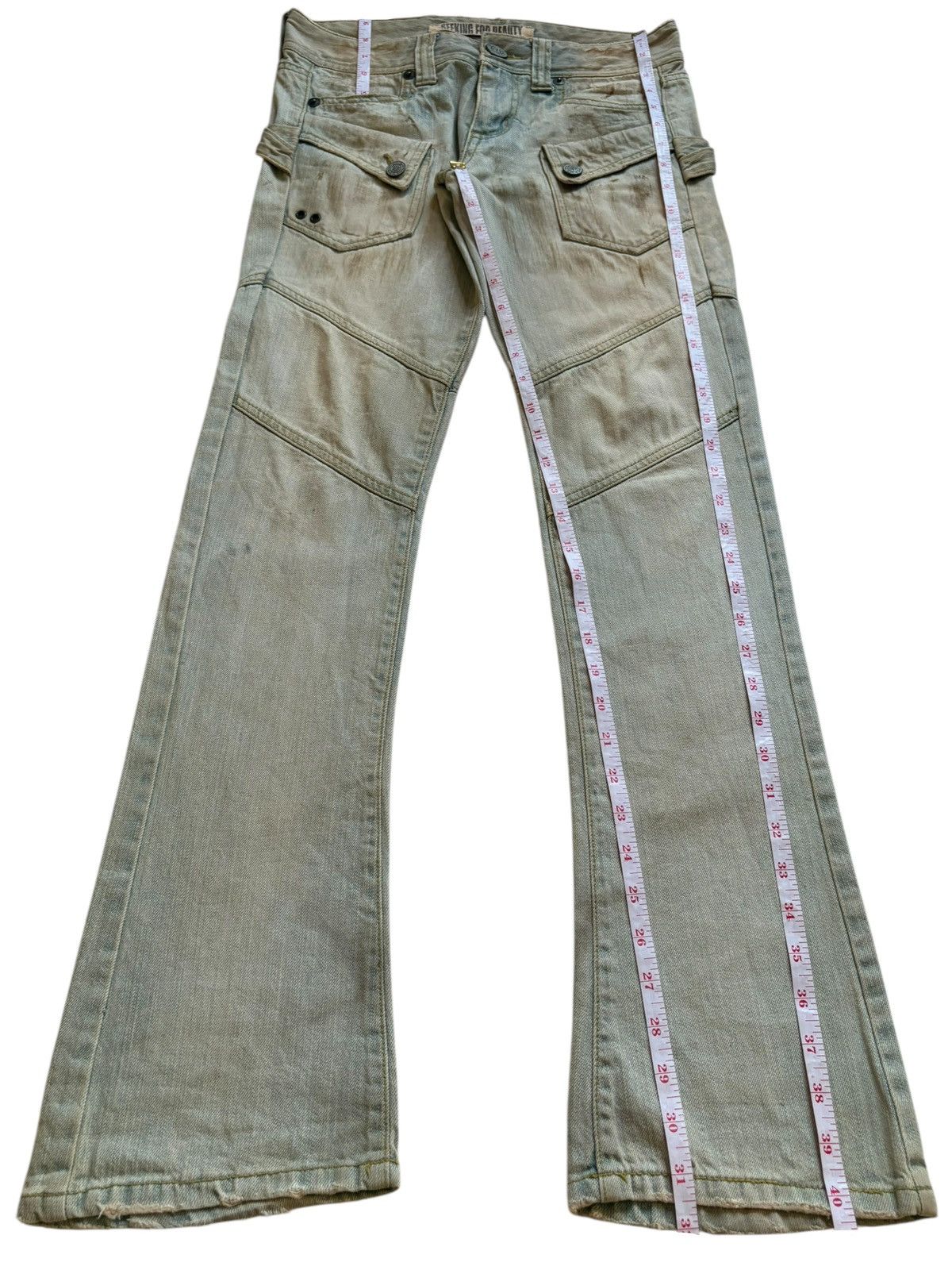 Japanese Brand Vintage Japanese Brand Mud Wash Distressed Cargo Flare Jeans Size 30" / US 8 / IT 44 - 13 Thumbnail